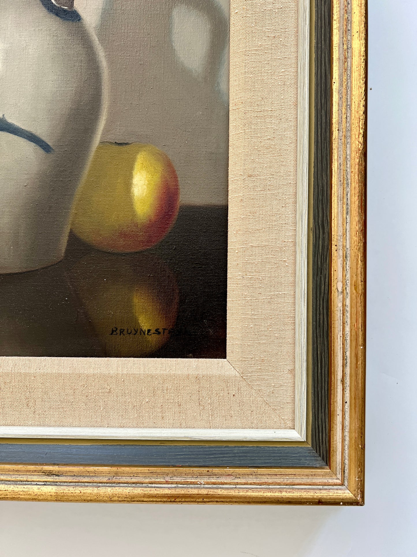 Nicolaas Bruynesteyn (1893 - 1950) Apples Still Life Oil Painting in Custom Frame