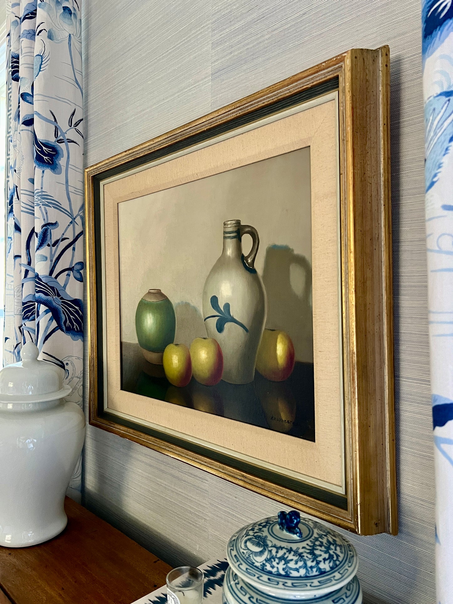 Nicolaas Bruynesteyn (1893 - 1950) Apples Still Life Oil Painting in Custom Frame