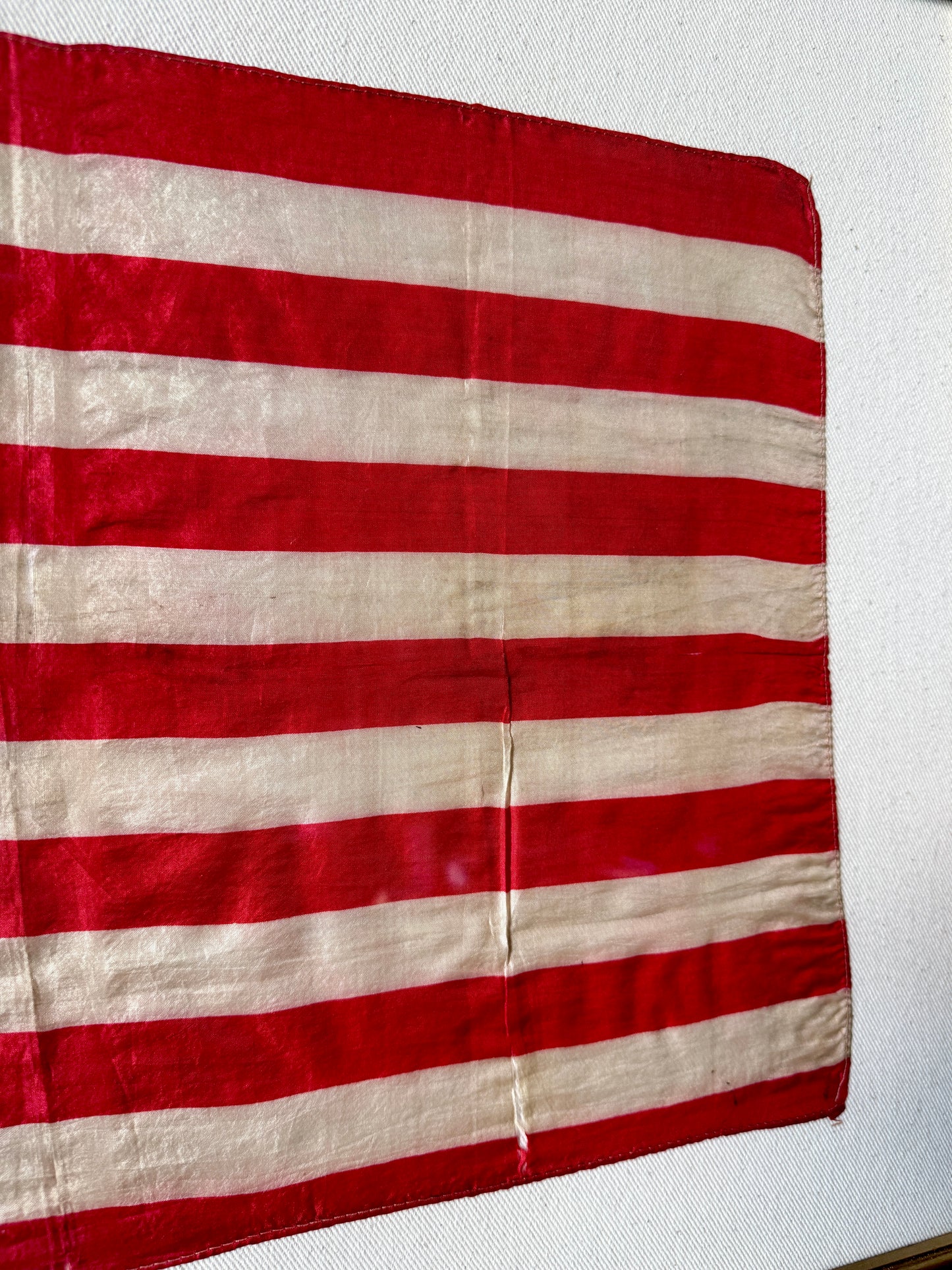 Old Silk 48 Star American Flag on Duck Cloth in Gold Frame