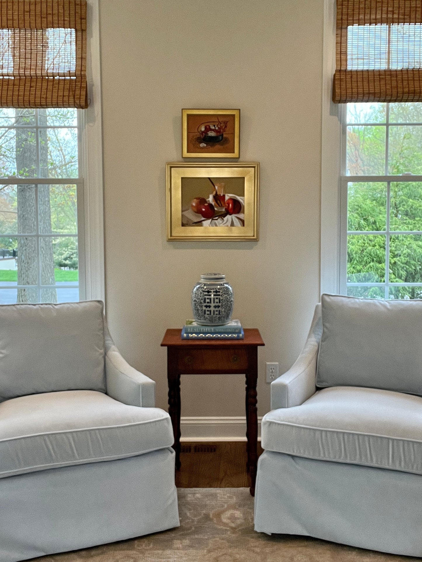 Vintage Lobster Pot Folk Style Painting in Gold Frame