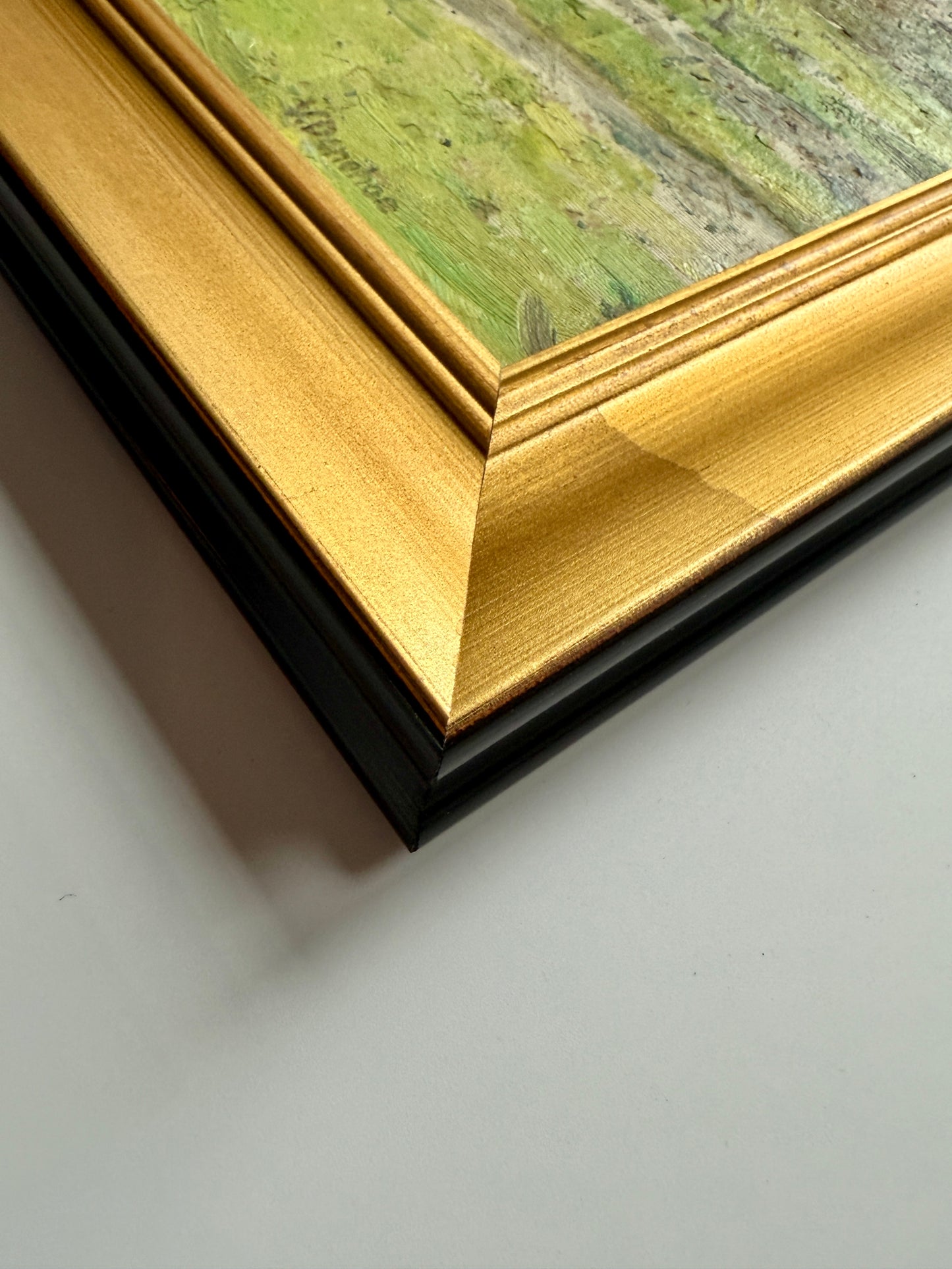 Victoria Donohue Narbrook Park Pennsylvania Landscape and Stone House Oil Painting in Gold Frame
