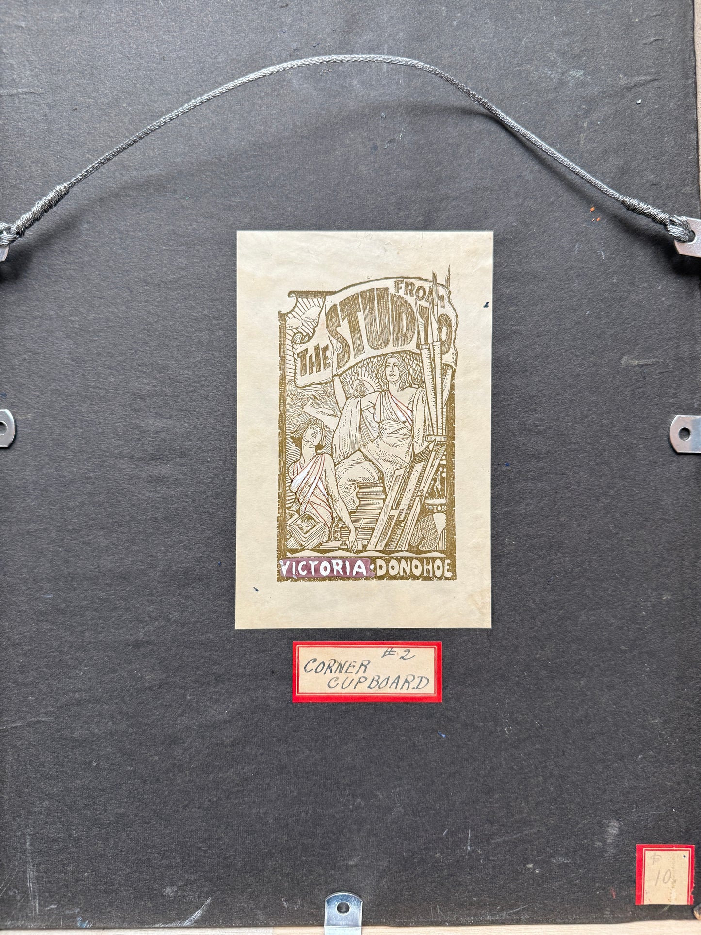 Victoria Donohue Corner Cupboard Living Room Interior Oil Painting in Wavy Gold Frame