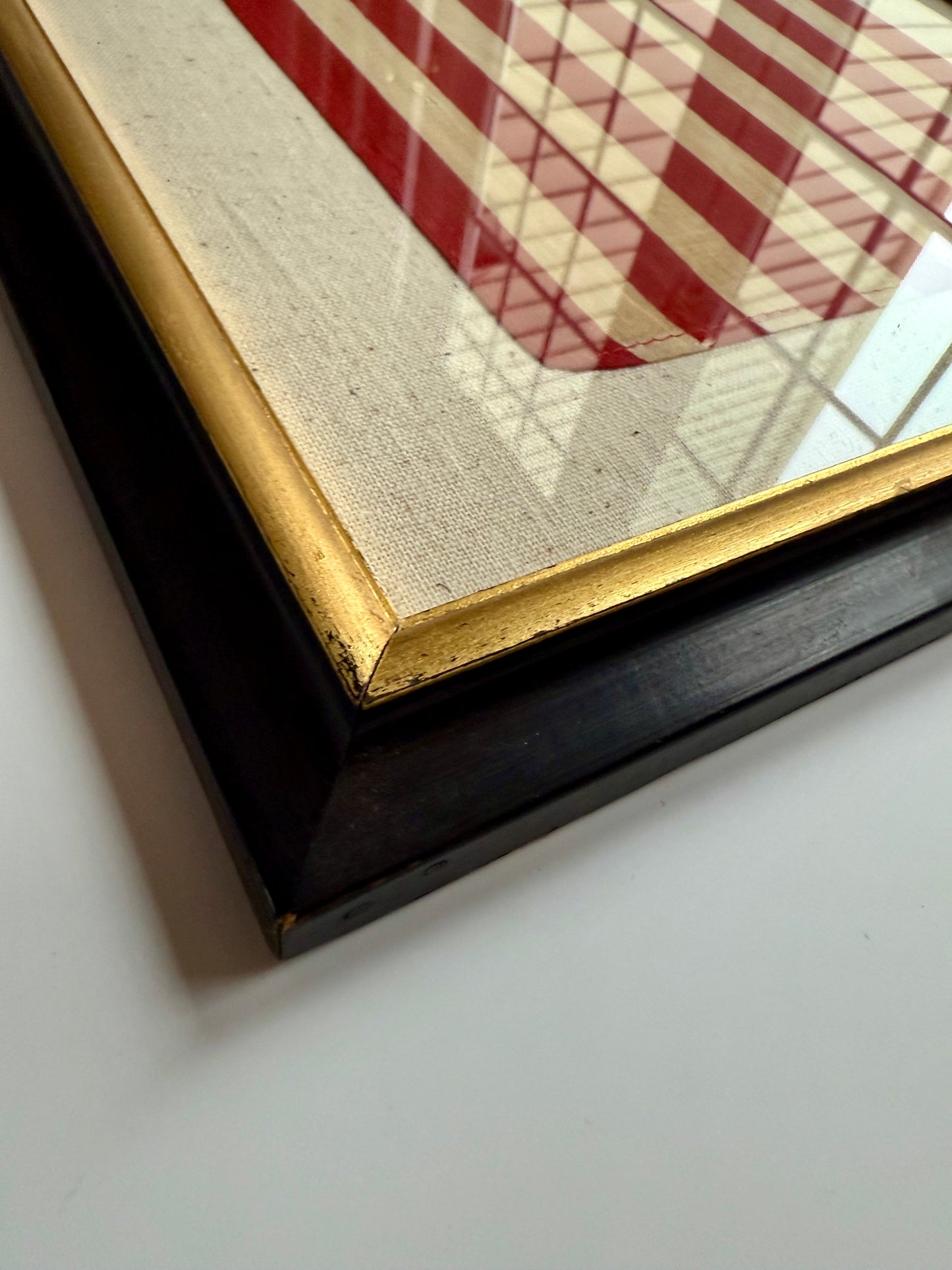 Vintage 50 Star American Flag on Duck Cloth in Black and Gold Frame