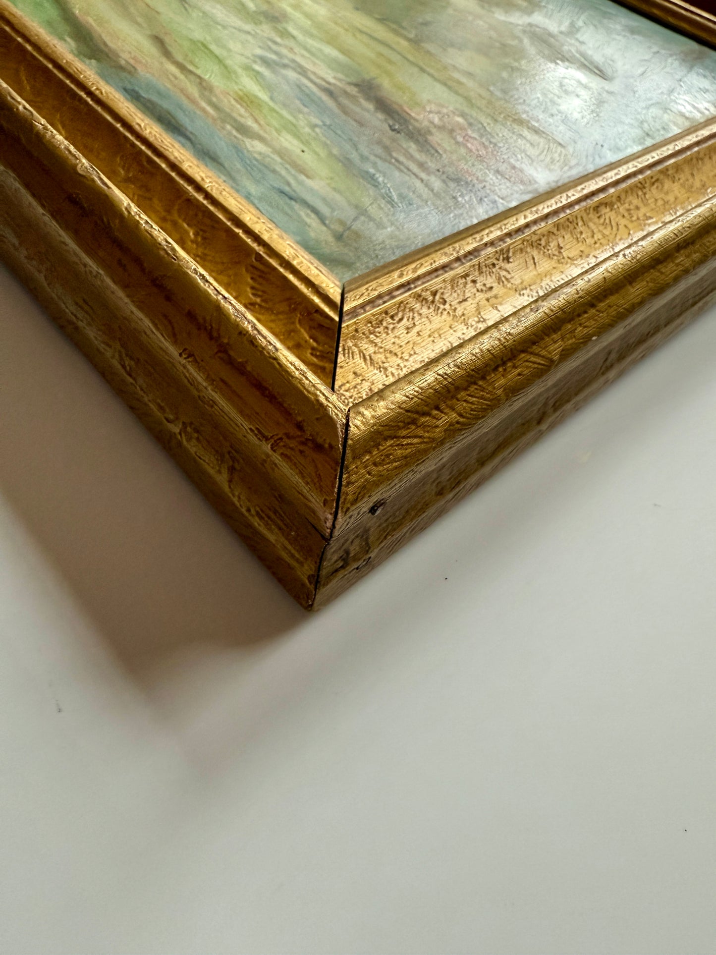 1949 Einar Olsen Impressionist Park Landscape Oil Painting in Gold Frame