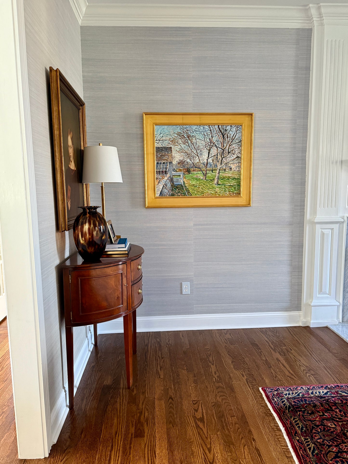 Edmund Jordan March Landscape at Hope Lodge Montgomery County Pennsylvania Oil Painting in Gold Frame