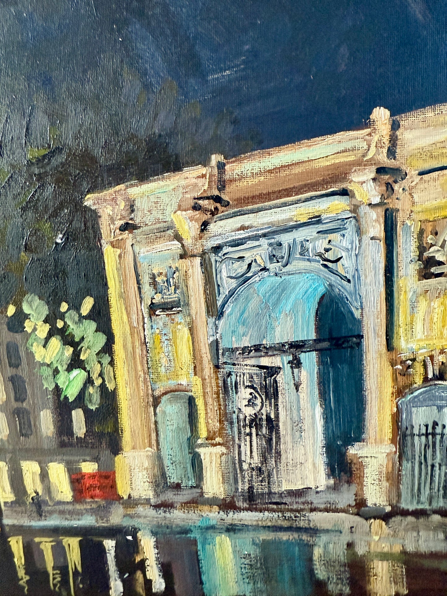London England Marble Arch By Night Luminous Oil Painting in Gold Frame