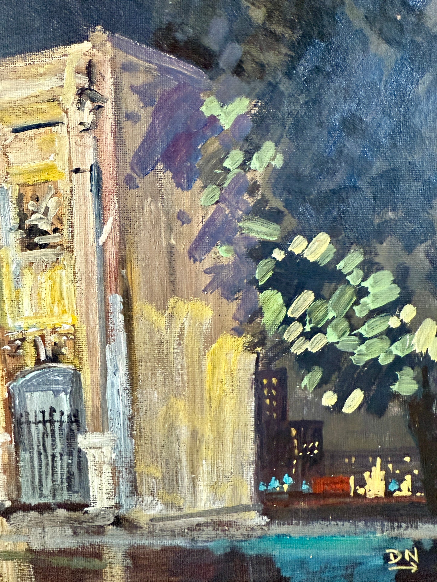 London England Marble Arch By Night Luminous Oil Painting in Gold Frame