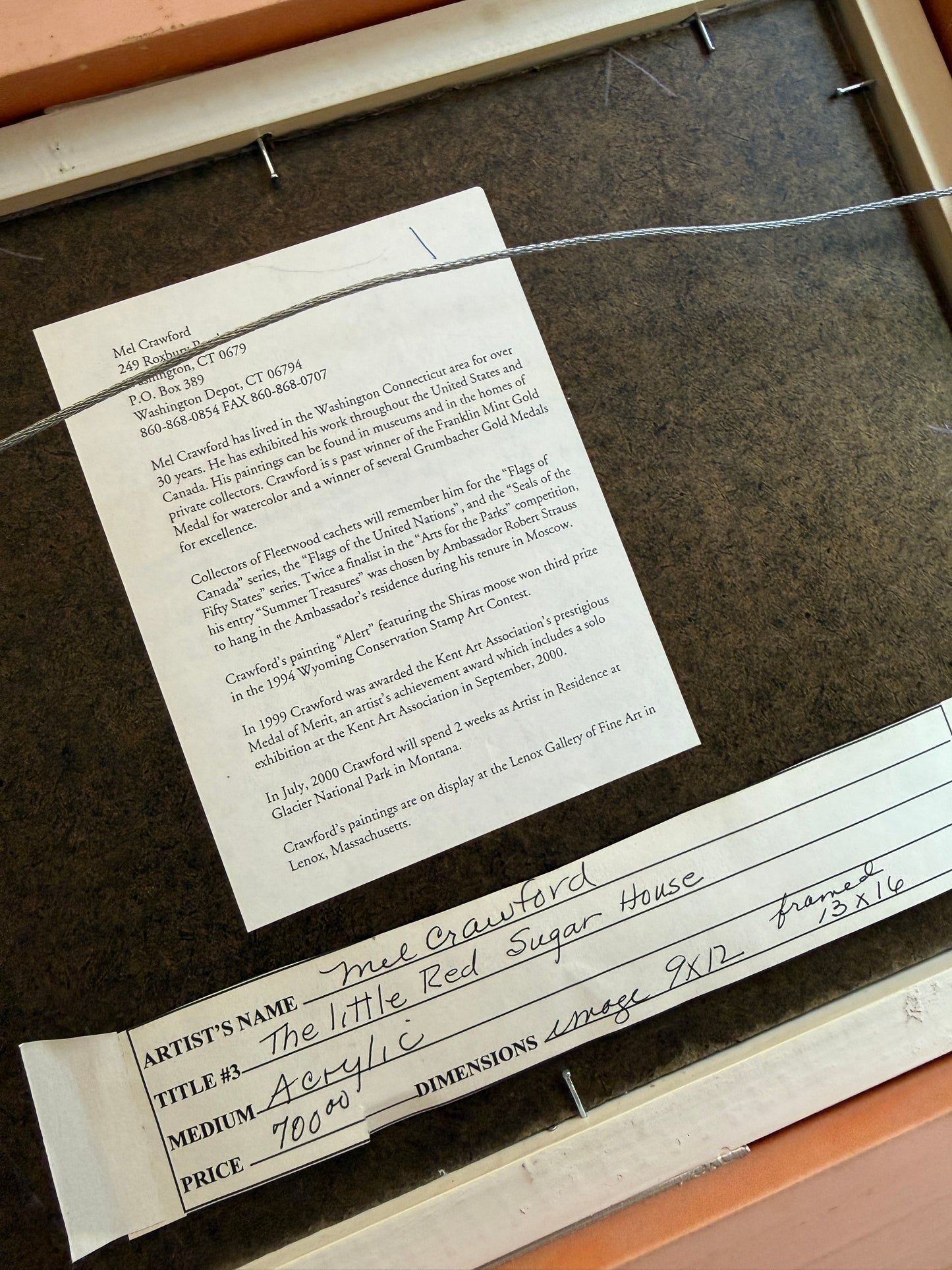 Mel Crawford The Little Red Sugar House Horse Drawn Sled Painting in Gold Frame