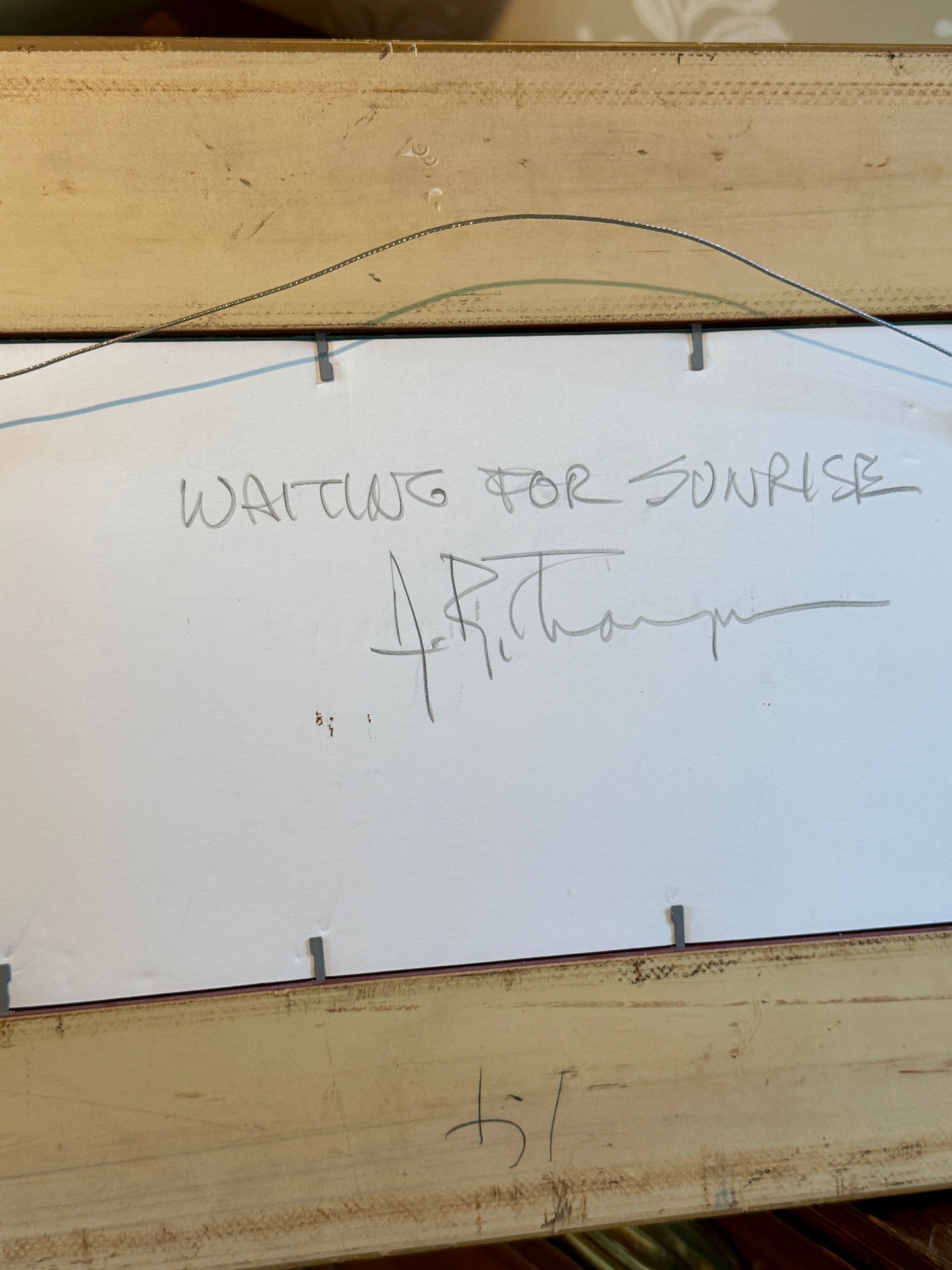 Anthony R. Thompson Waiting for Sunrise Seascape Oil Painting in Gold Frame