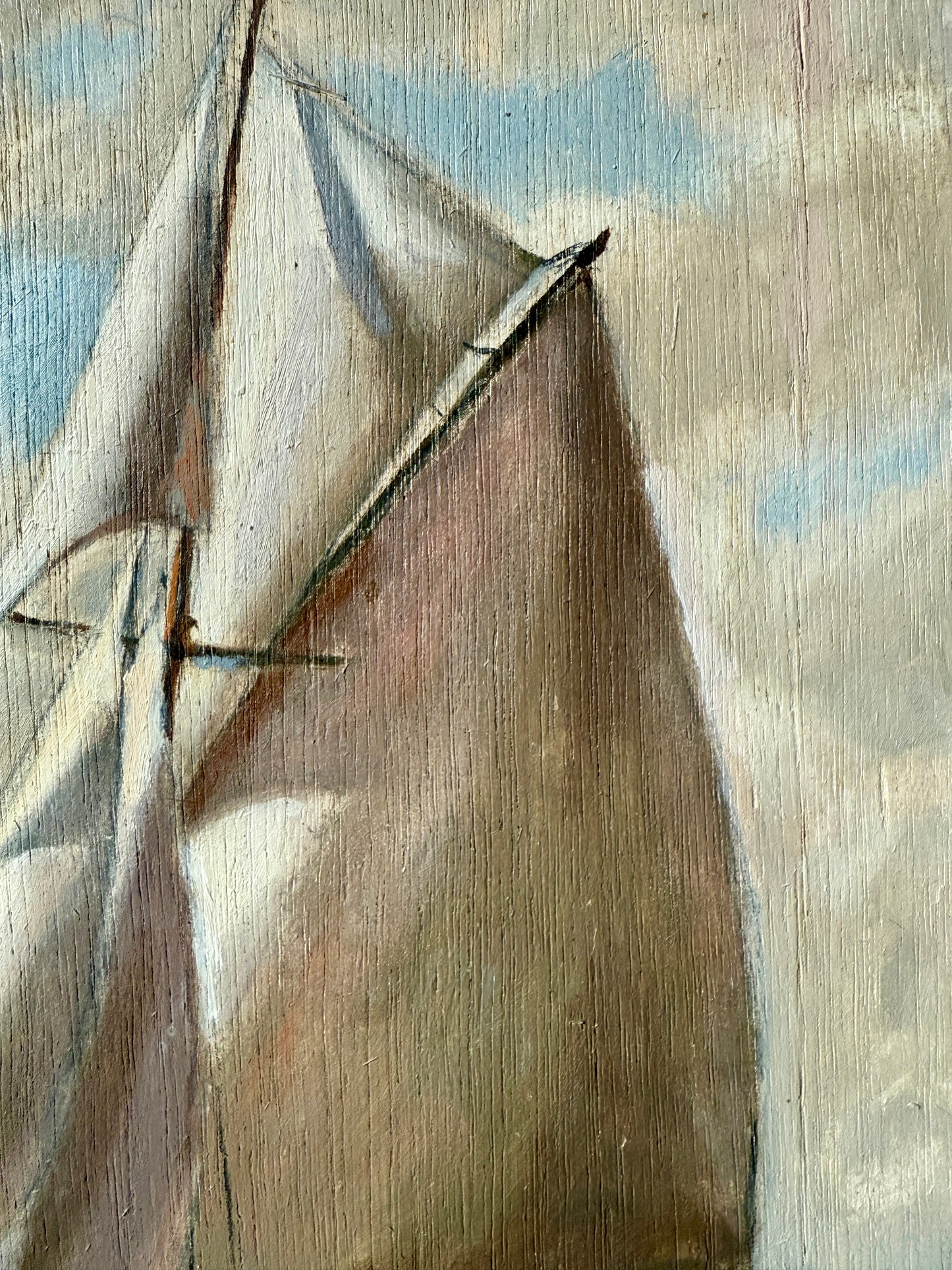 Arnold Whitman Knauth A Fair Wind Sailboat Portrait in Seascape Oil Painting in Black Frame