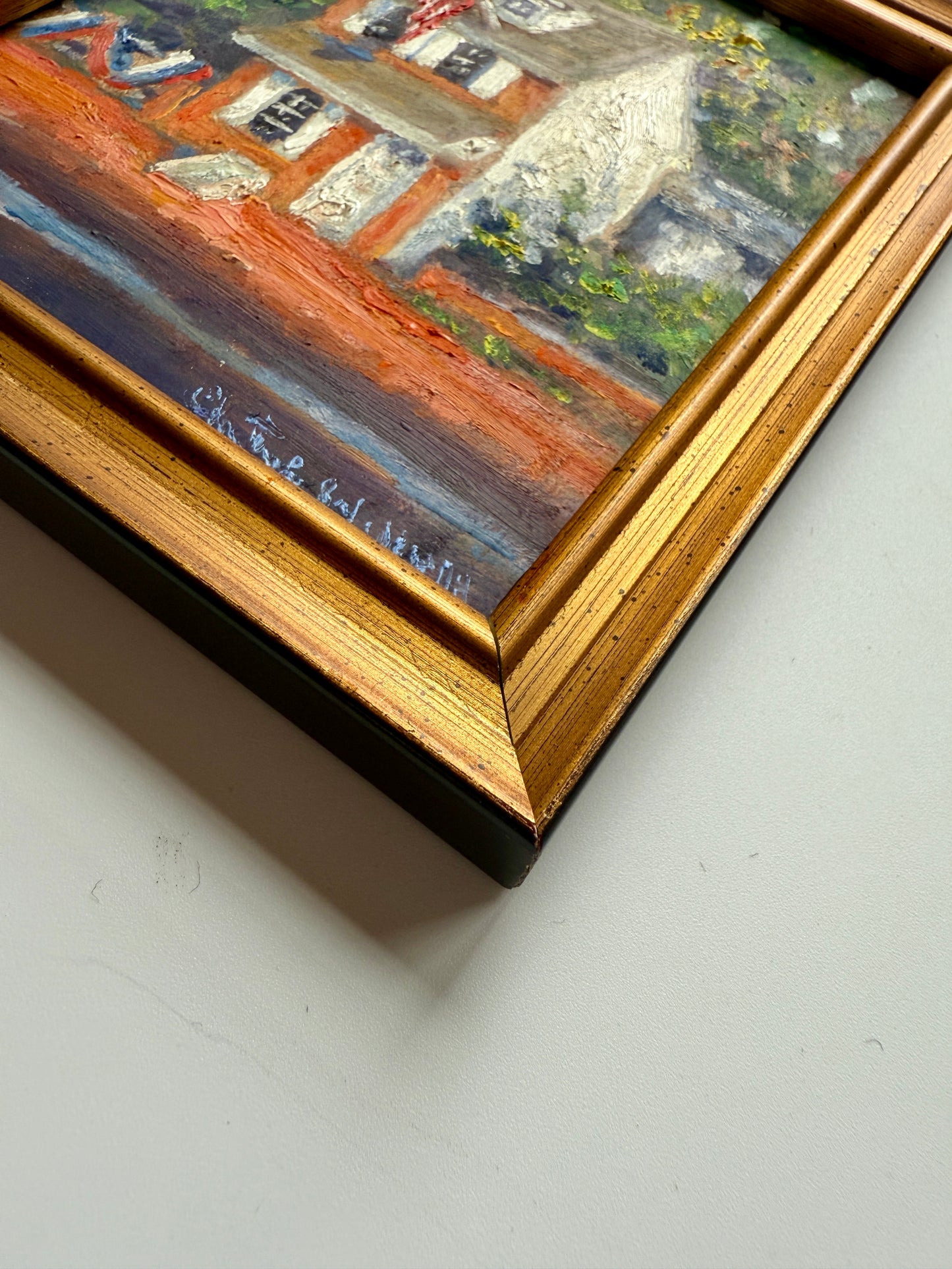 Christopher Willett Betsy Ross House Philadelphia Oil Painting in Gold Frame