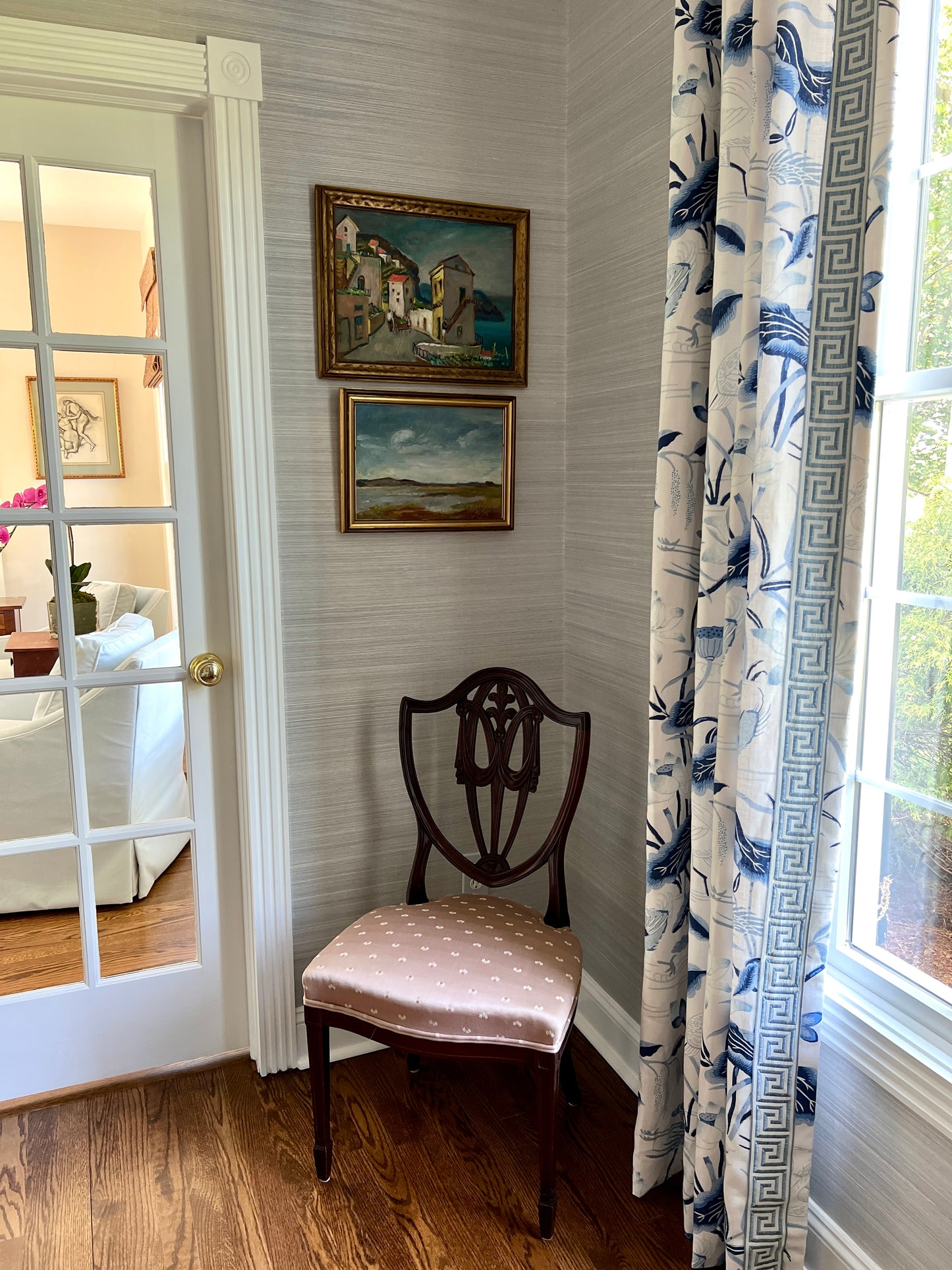 Frank Stanley Herring (American, 1894-1966) Colorful Coastal Village Oil Painting in Gold Frame