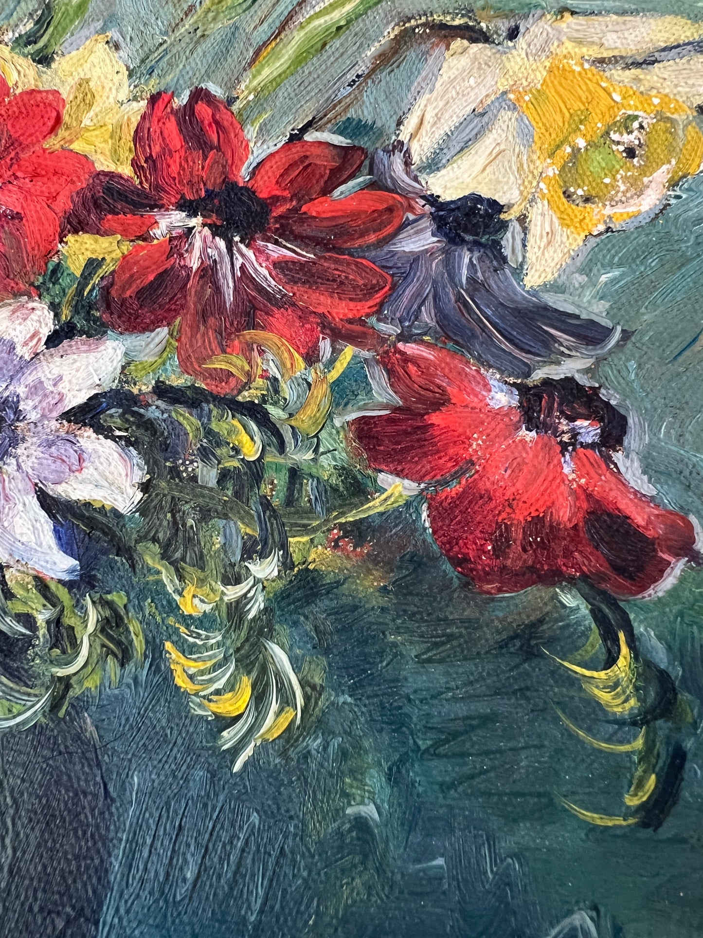 Lisl Stork Still Life of Flowers Oil Painting in Gold Frame