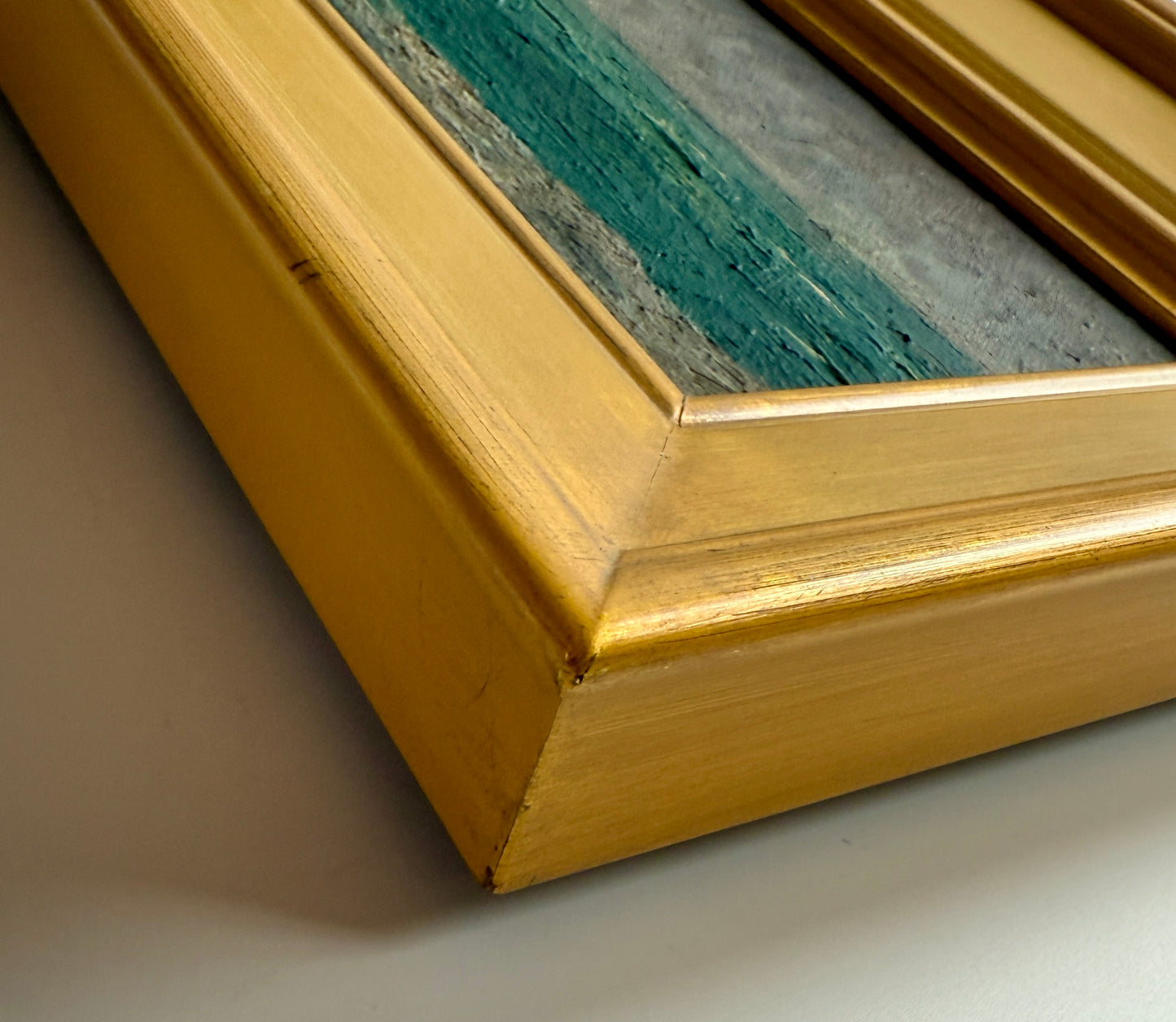 1950 Seascape with Steamship and Sailboats Oil Painting in Gold Frame