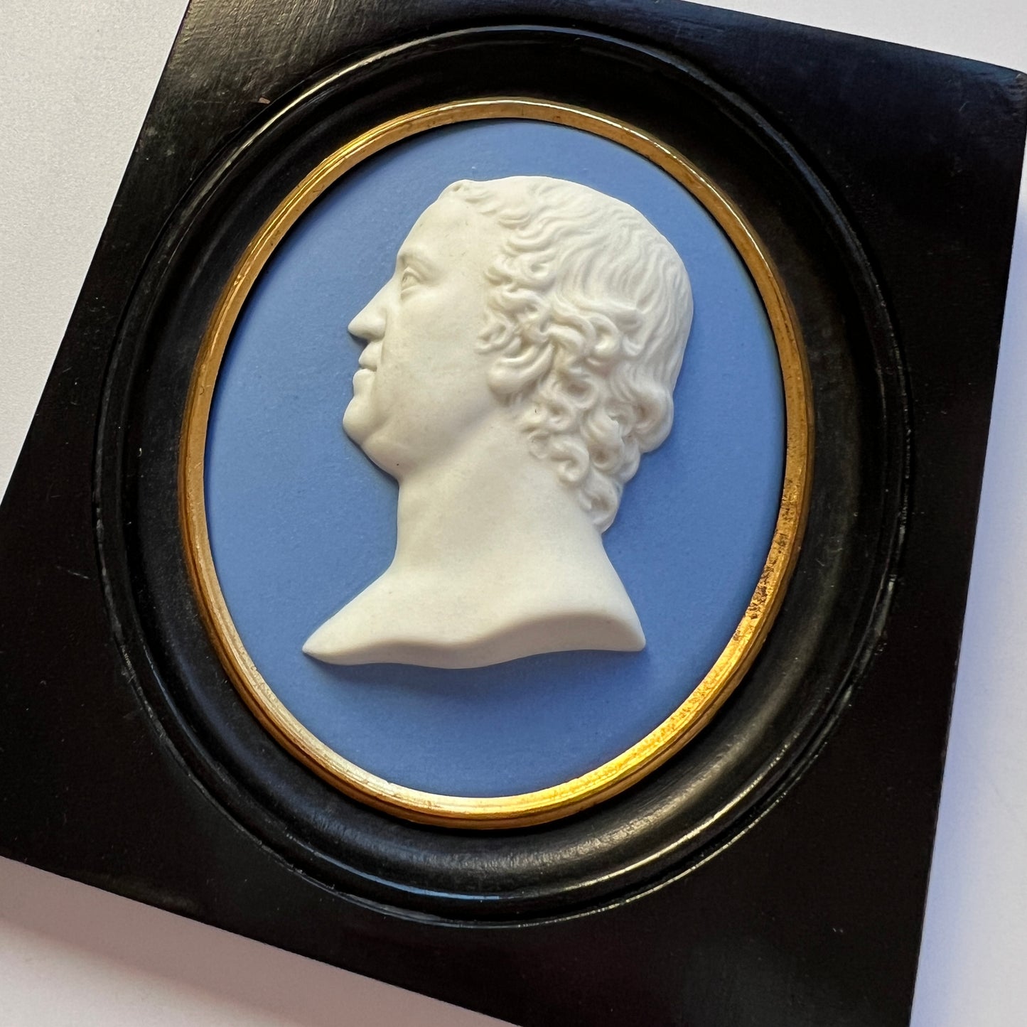 Wedgwood Portrait Medallion of Benjamin Franklin in Black Frame