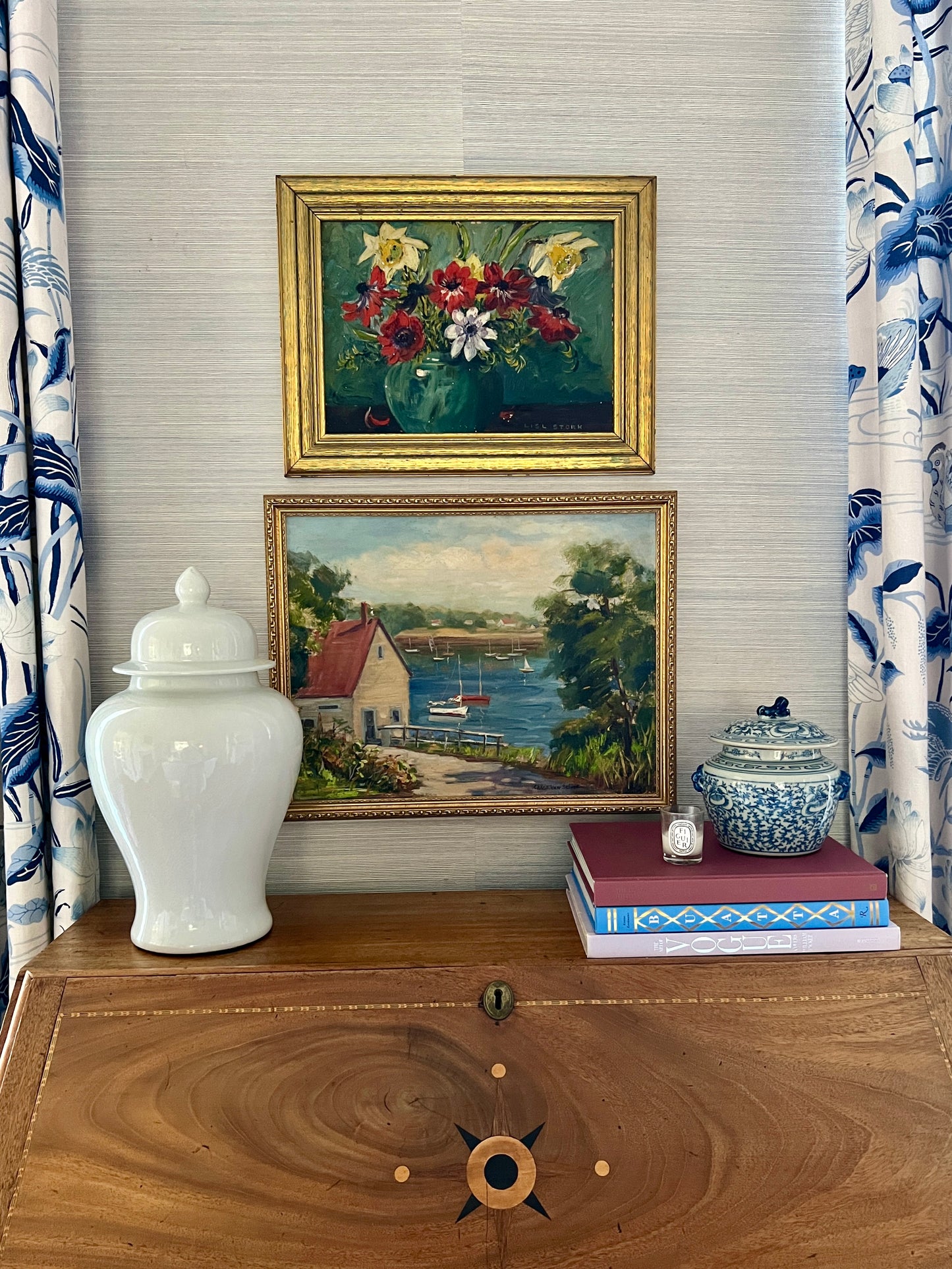 Lisl Stork Still Life of Flowers Oil Painting in Gold Frame