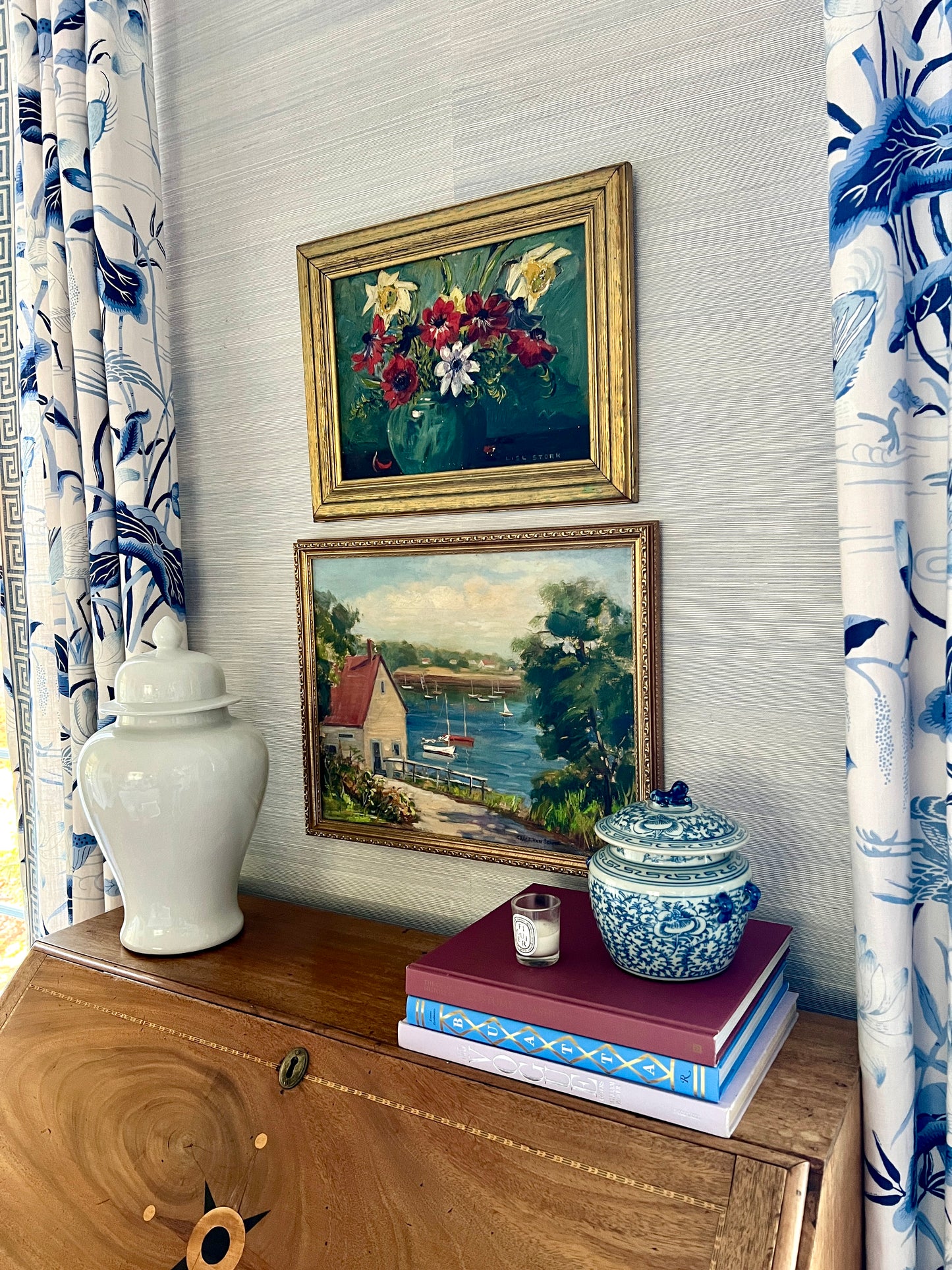 Lisl Stork Still Life of Flowers Oil Painting in Gold Frame