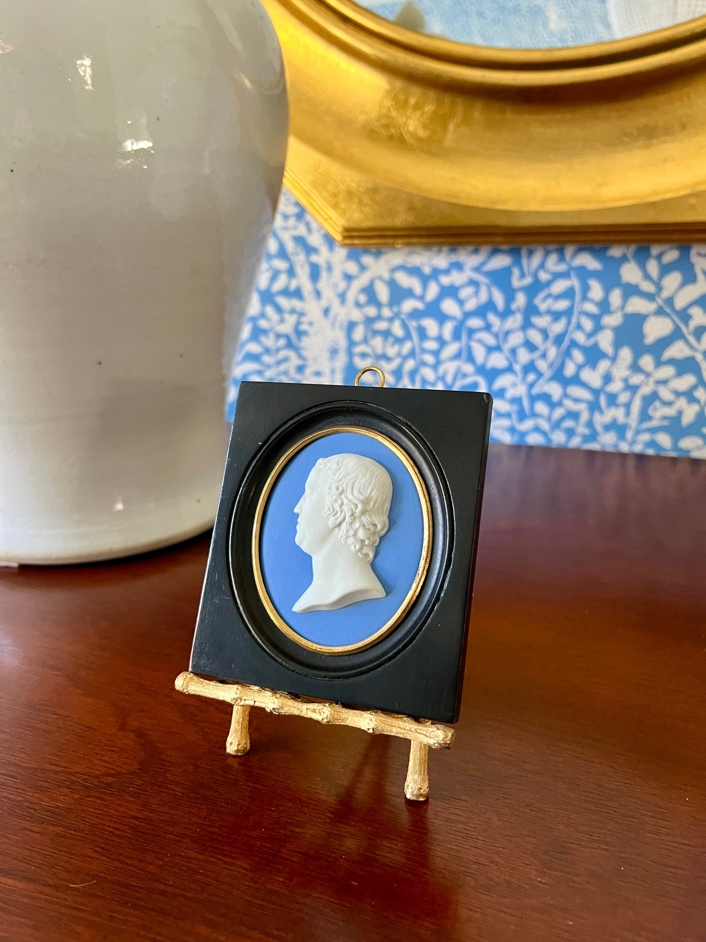 Wedgwood Portrait Medallion of Benjamin Franklin in Black Frame