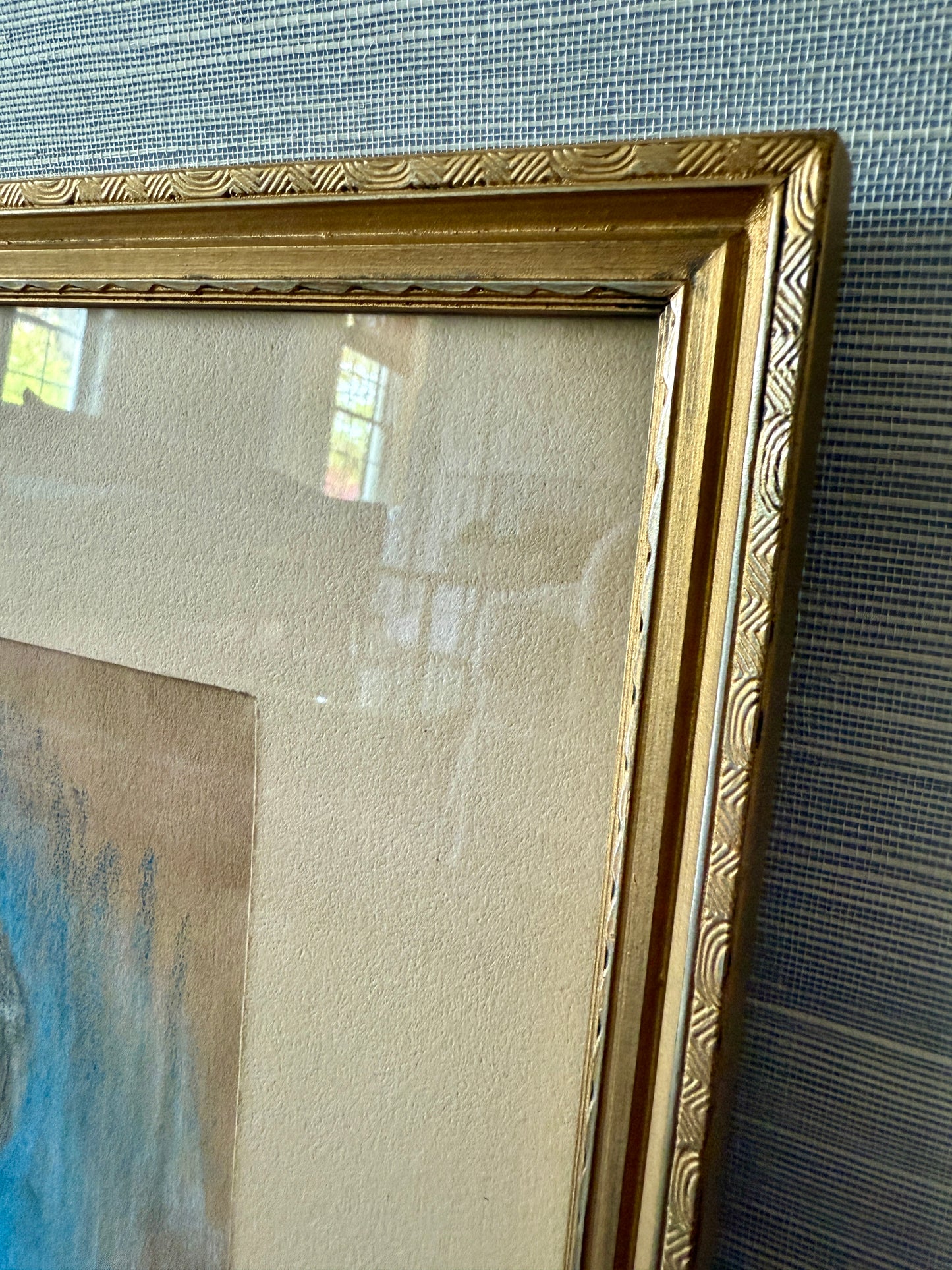 1936 Florence Prince Ewing Pastel Portrait of a Gentleman in Gold Deco Frame