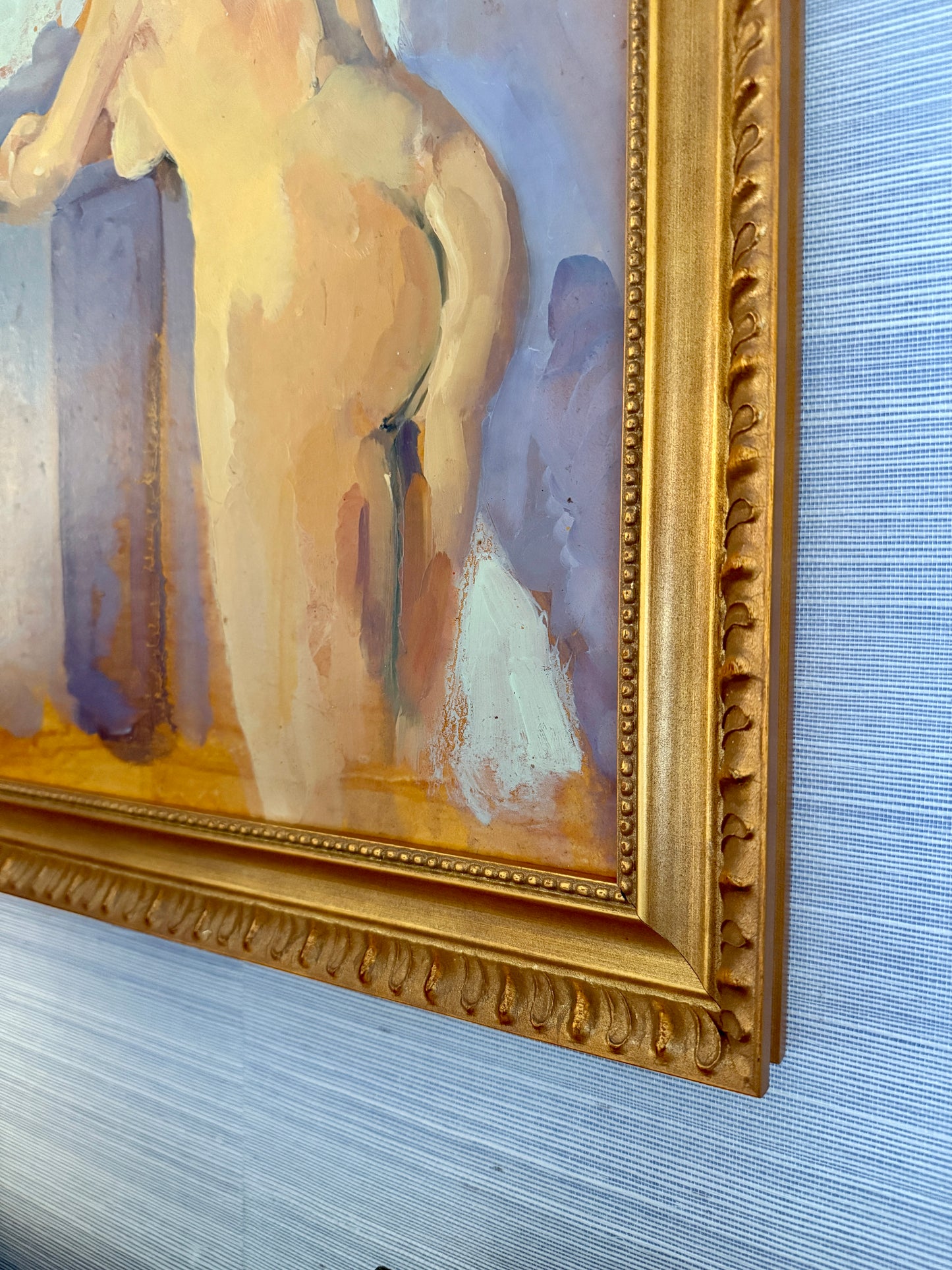 Leigh Gustafson Female Nude Portrait Oil Painting in Ornate Gold Frame