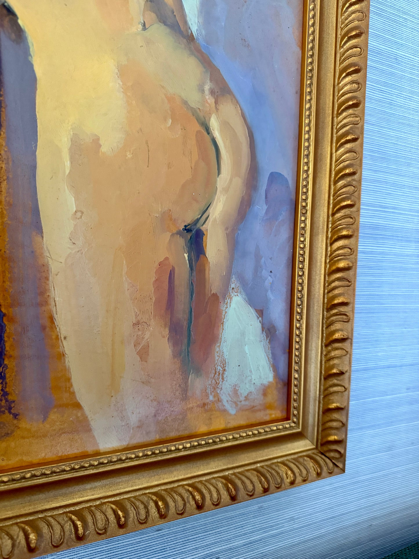 Leigh Gustafson Female Nude Portrait Oil Painting in Ornate Gold Frame