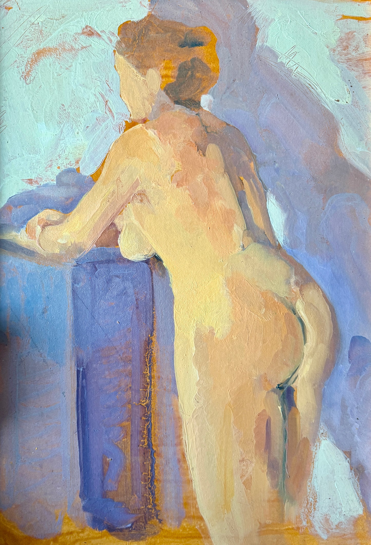 Leigh Gustafson Female Nude Portrait Oil Painting in Ornate Gold Frame