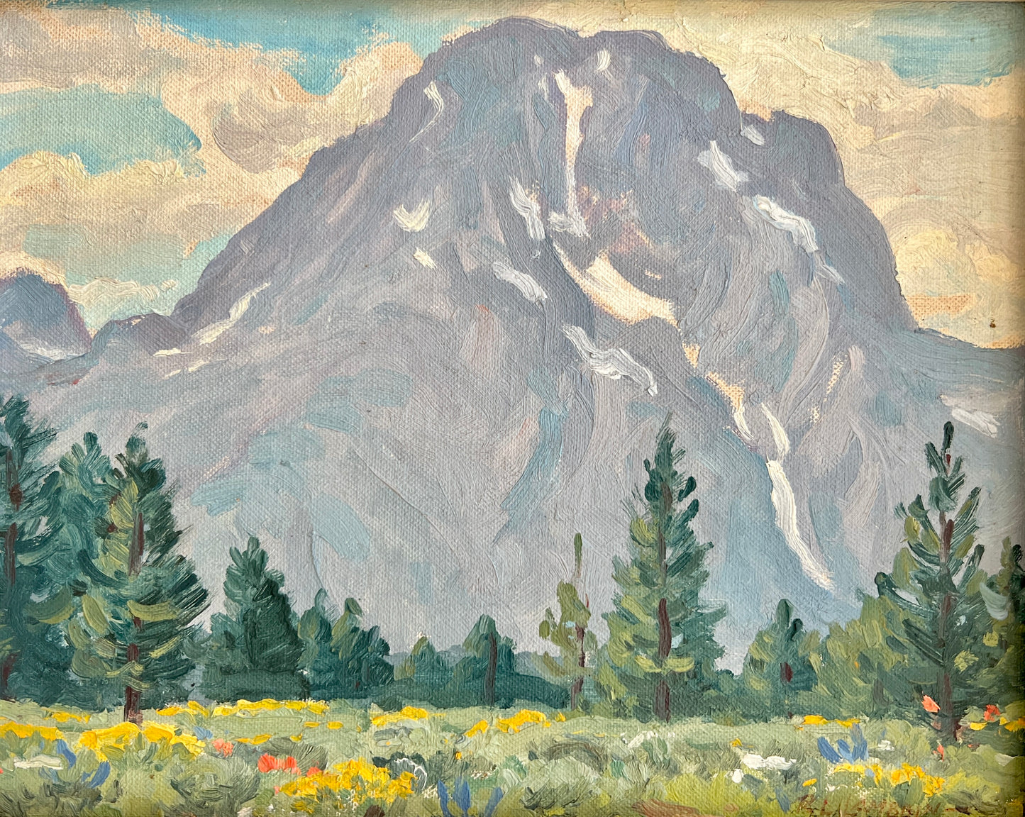 Robert Lynn Lambdin Mt. Moran, Wyoming #2 Mountain Landscape Oil Painting in Black Frame