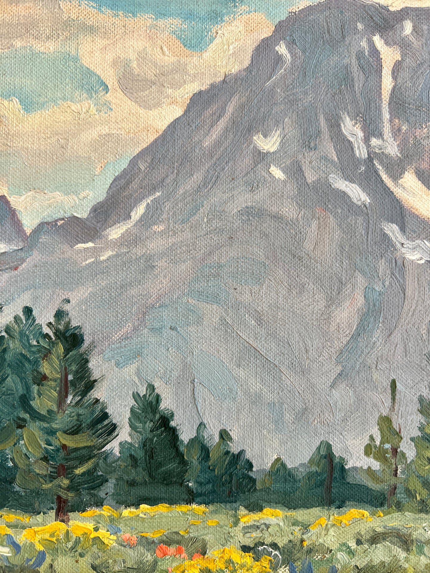 Robert Lynn Lambdin Mt. Moran, Wyoming #2 Mountain Landscape Oil Painting in Black Frame
