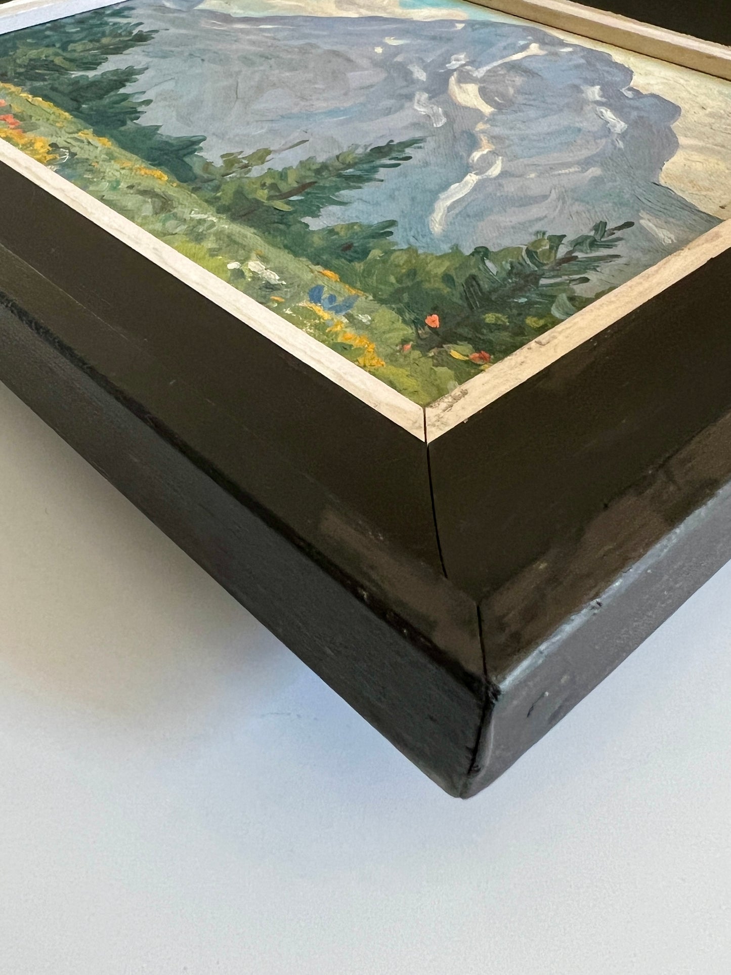 Robert Lynn Lambdin Mt. Moran, Wyoming #2 Mountain Landscape Oil Painting in Black Frame
