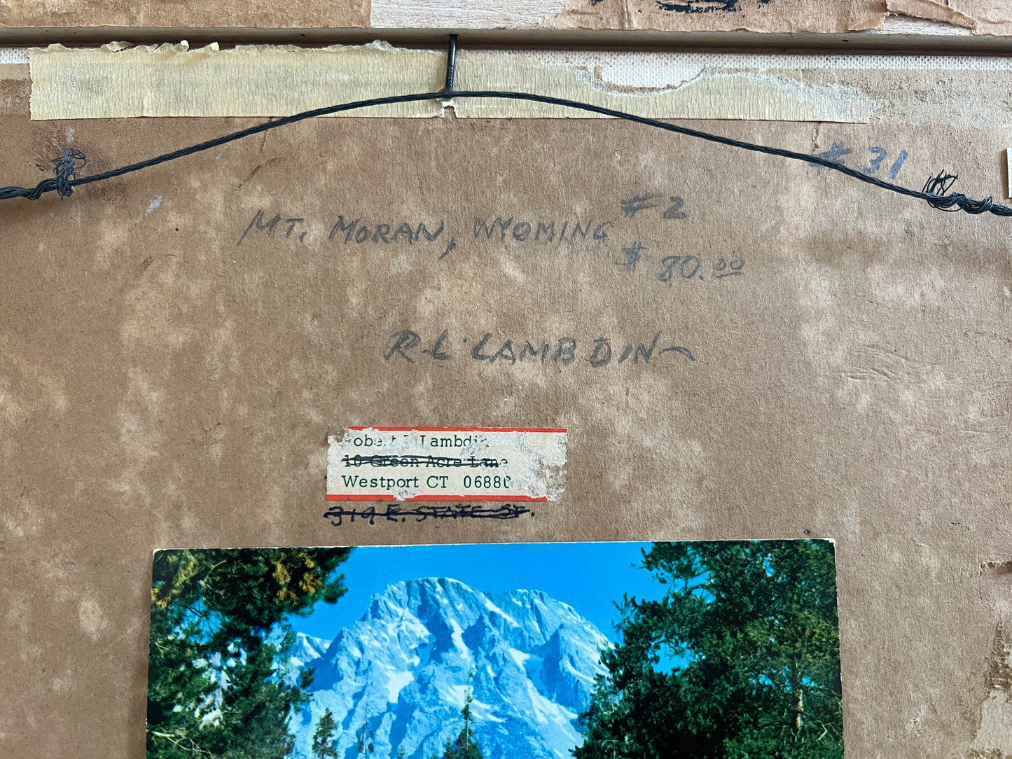 Robert Lynn Lambdin Mt. Moran, Wyoming #2 Mountain Landscape Oil Painting in Black Frame