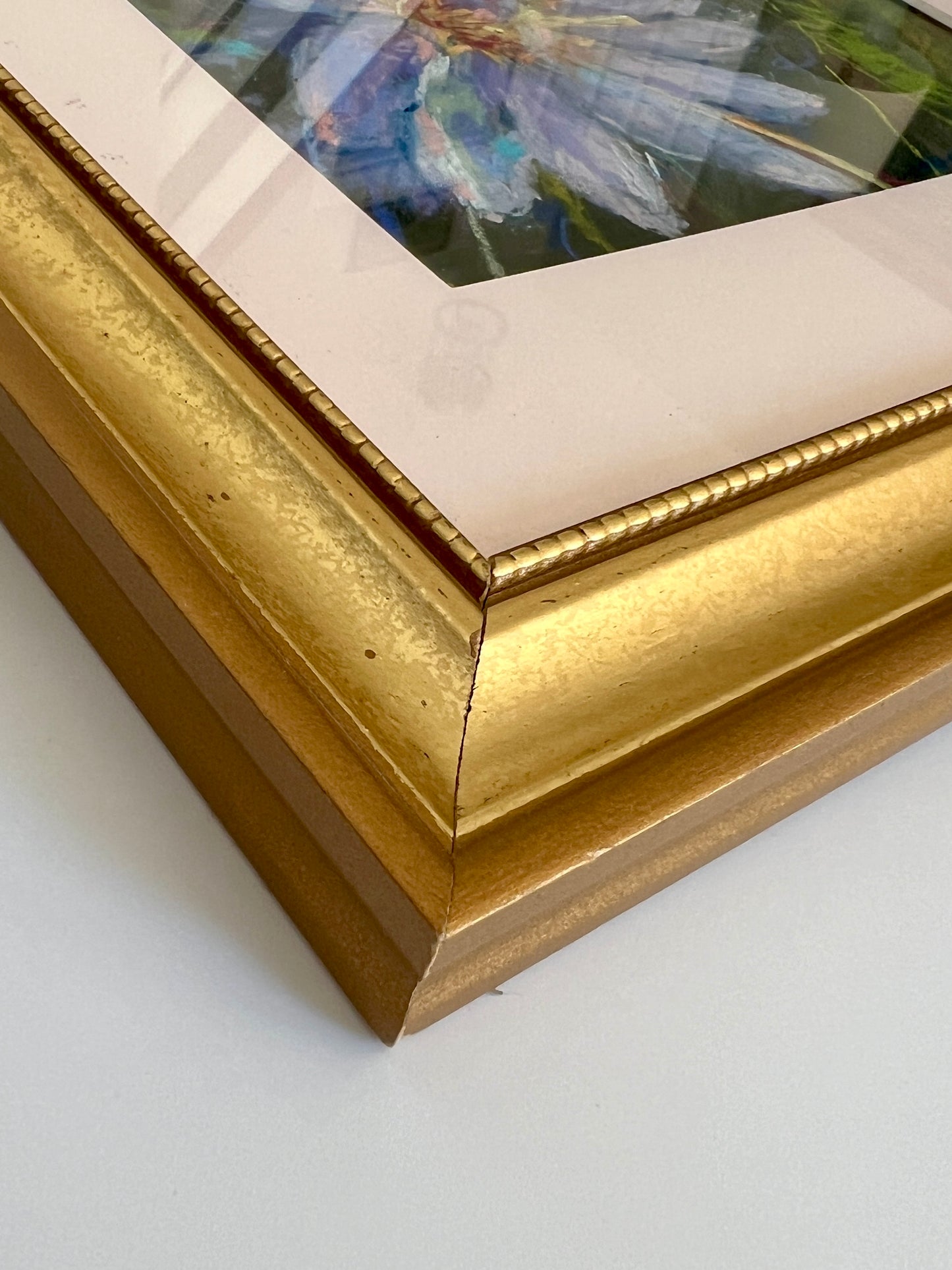 NC Marshall Purple Water Lilies Pastel in Gold Frame