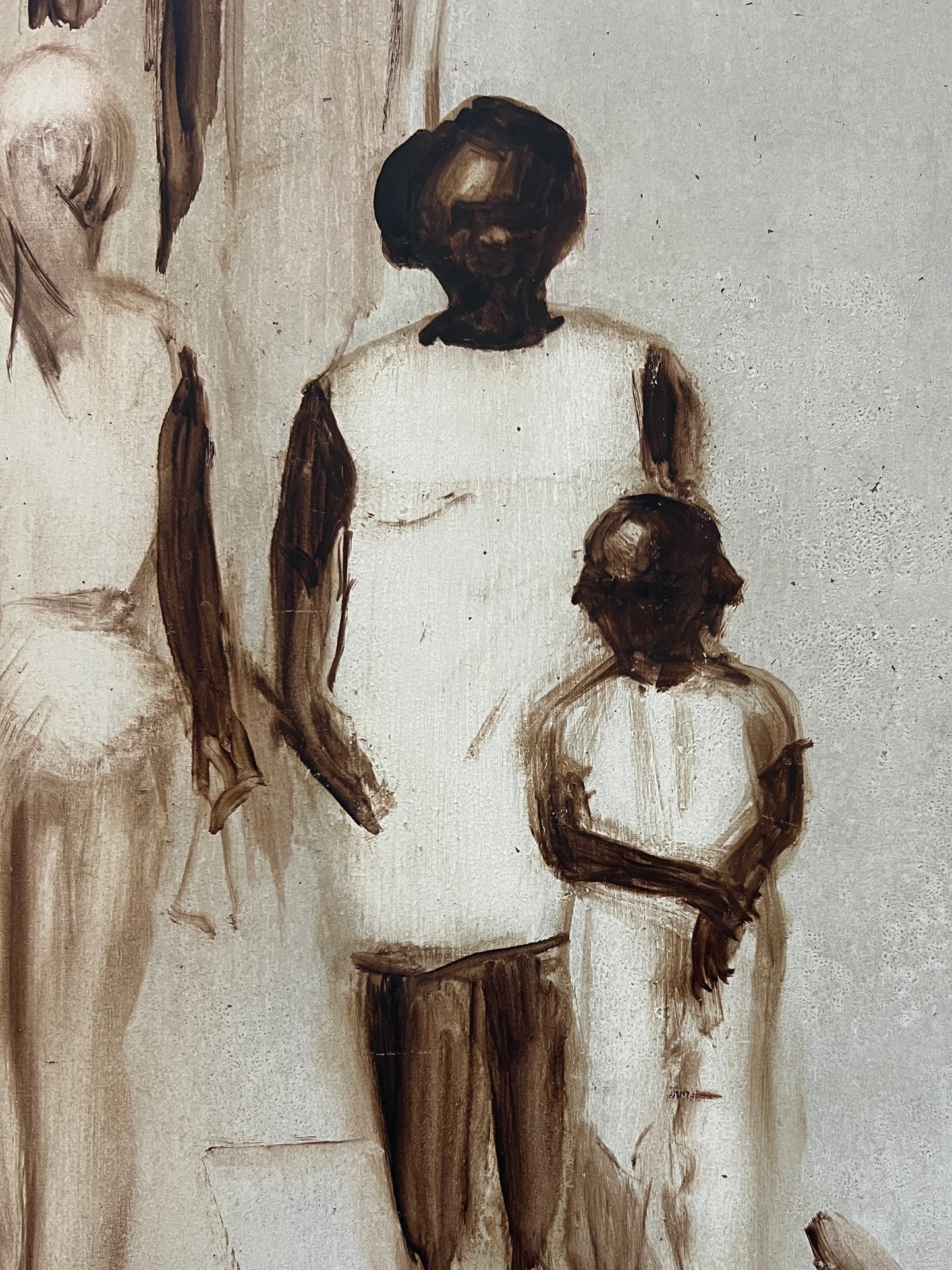 Mid Century African American Mother and Child Portrait in Wood Frame