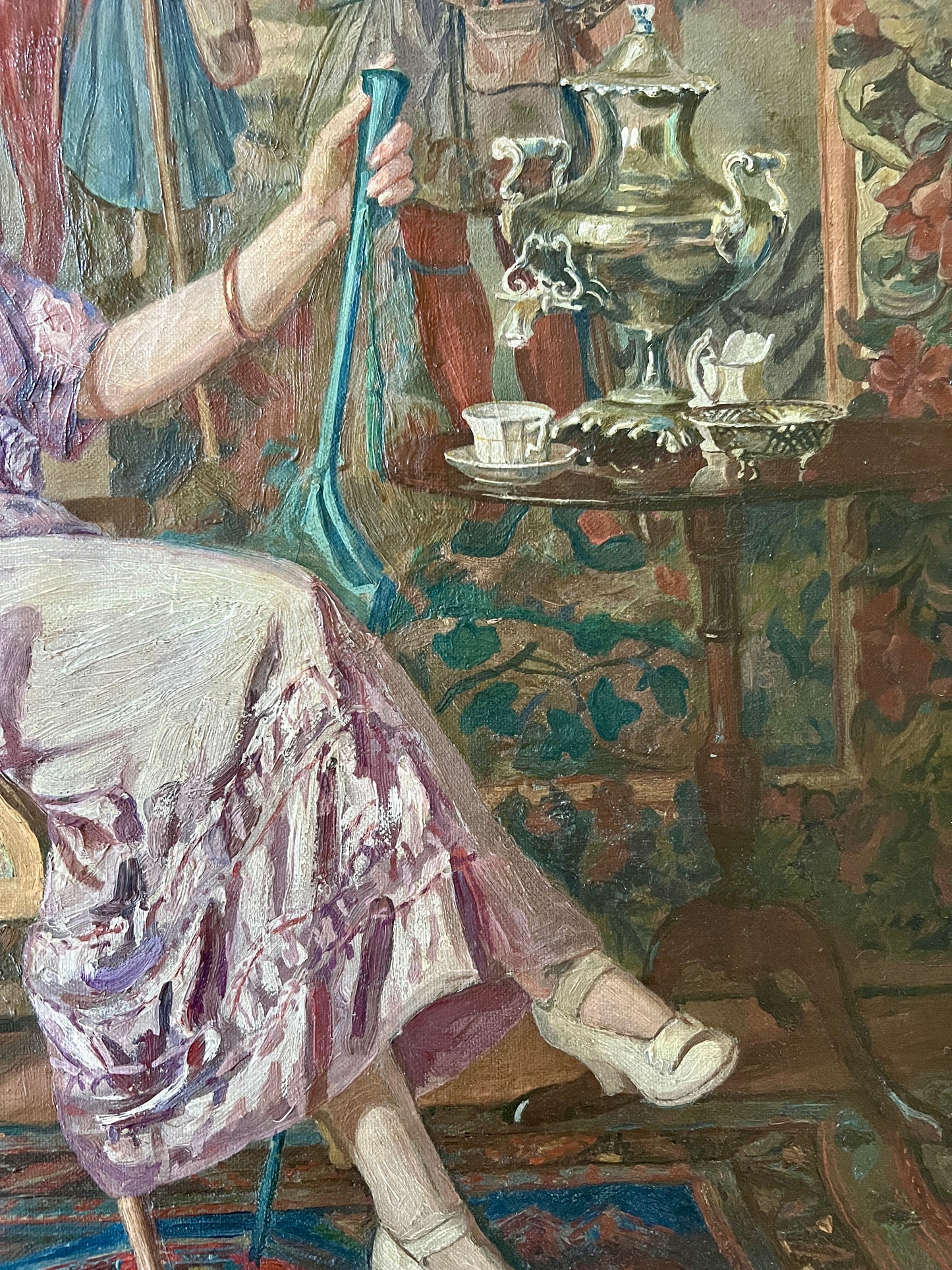 Henry Eugene Fritz (1875-1956) 1912 Oil Painting Portrait of Miss Schimang in Gold Frame