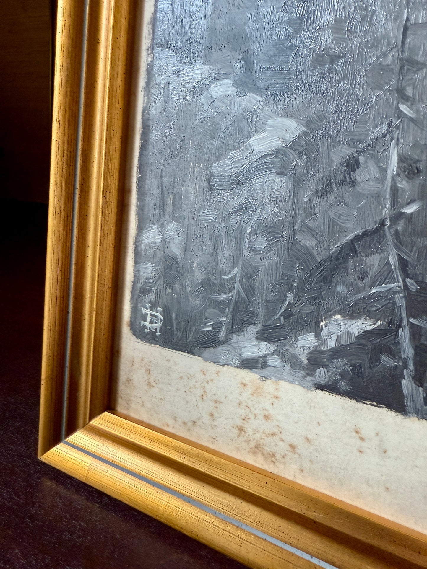 Donald Humphries Above the Clouds Oil Painting Biplane Airplane Illustration in Gold Frame