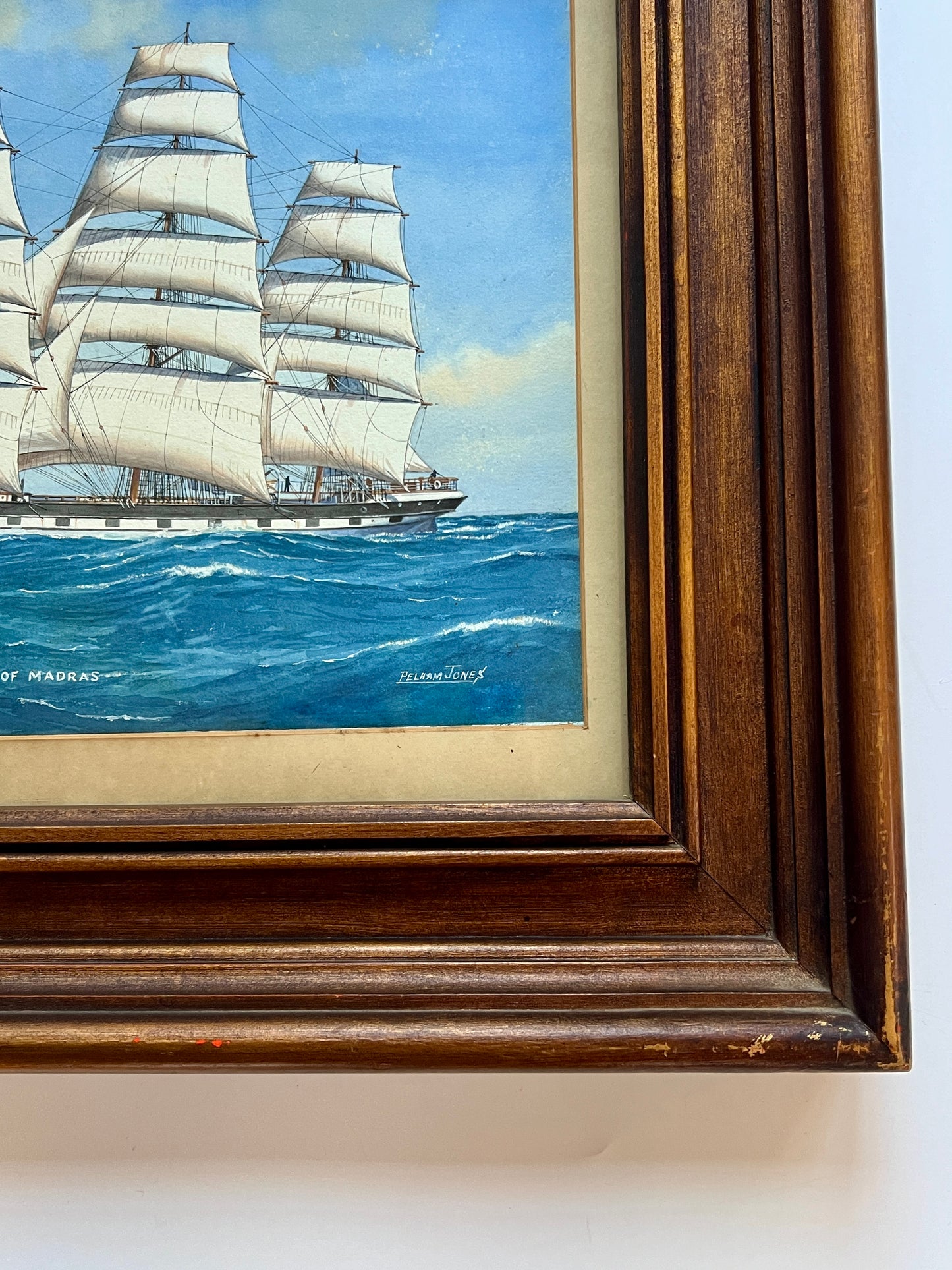 Pelham Jones City of Madras Ship Portrait Painting in Wood Frame
