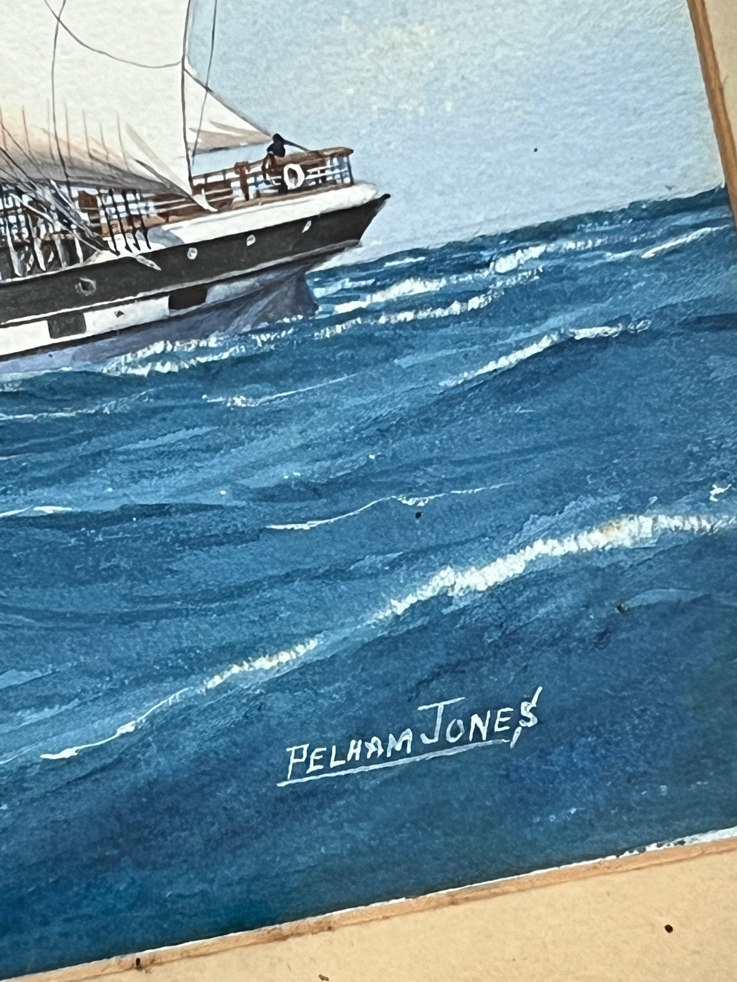 Pelham Jones City of Madras Ship Portrait Painting in Wood Frame
