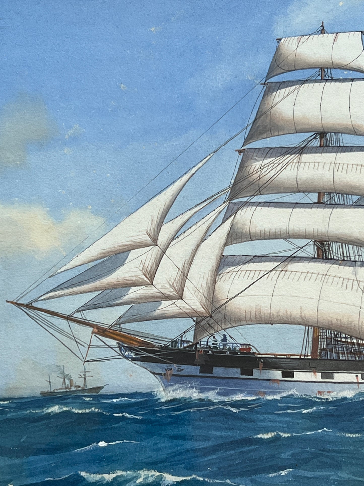 Pelham Jones City of Madras Ship Portrait Painting in Wood Frame