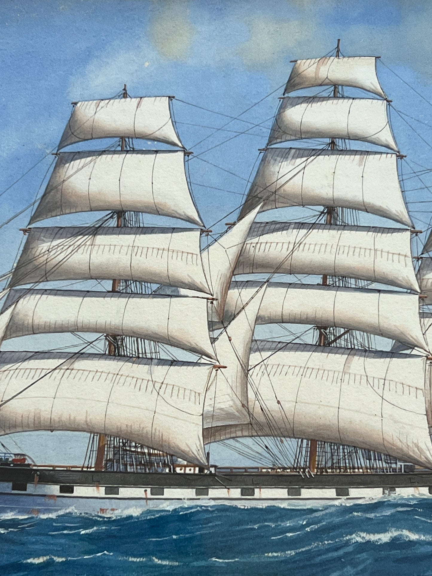 Pelham Jones City of Madras Ship Portrait Painting in Wood Frame