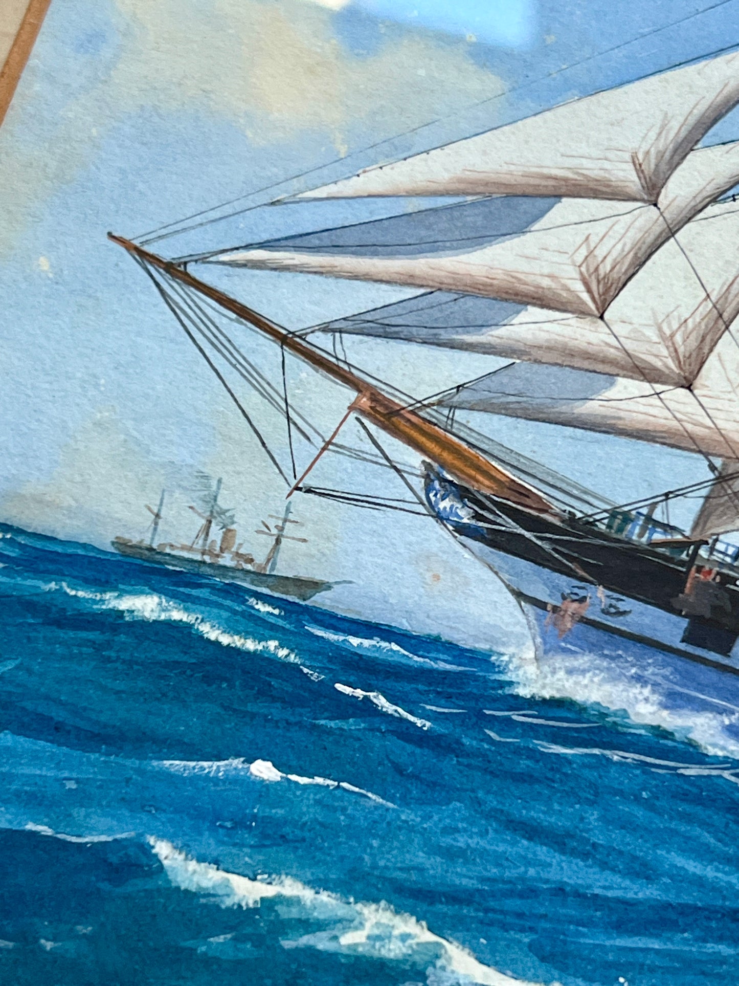 Pelham Jones City of Madras Ship Portrait Painting in Wood Frame