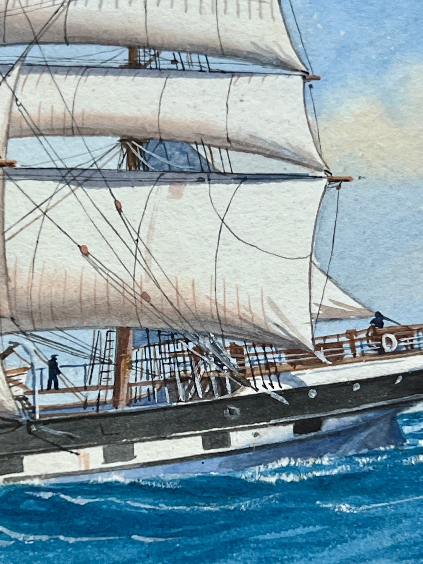 Pelham Jones City of Madras Ship Portrait Painting in Wood Frame