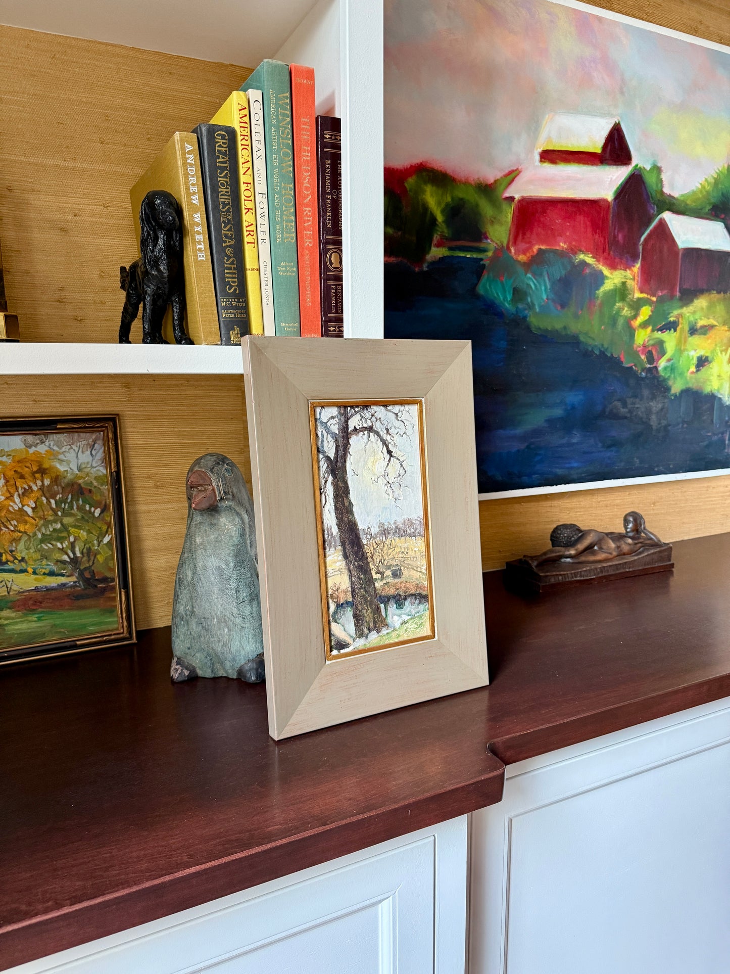 Kirk Larsen Family Tree Impressionist Landscape in Painted Frame