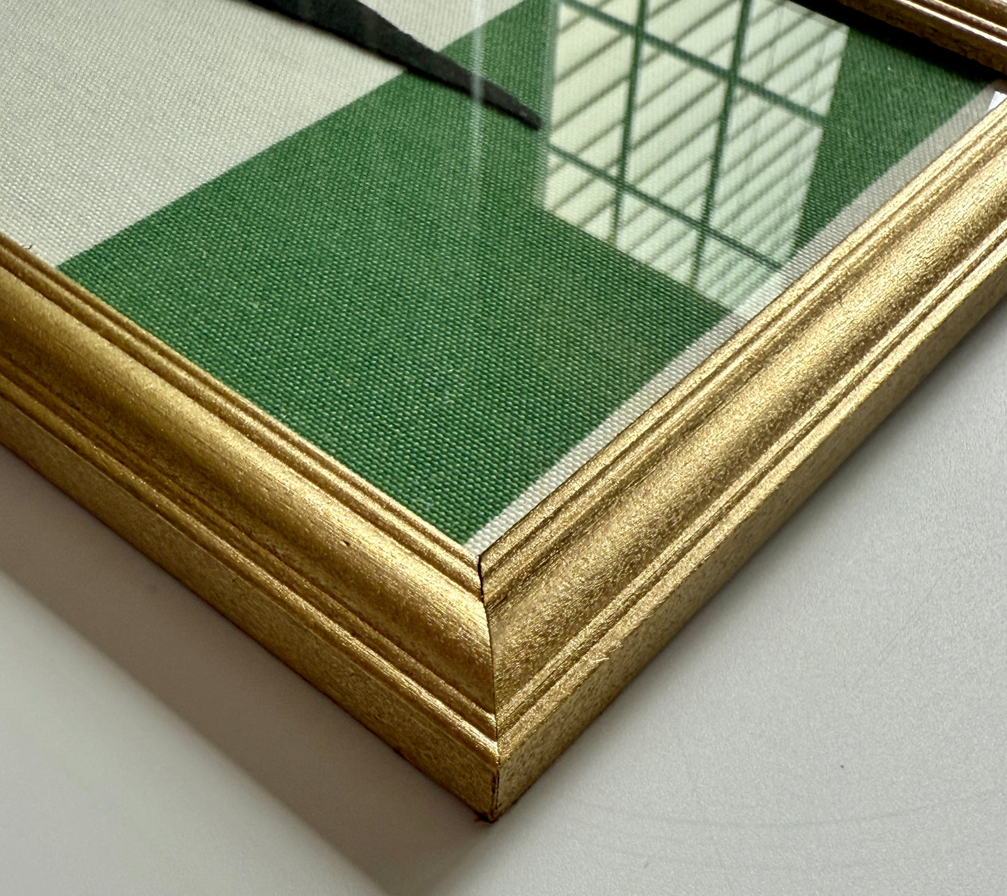 Early 20th Century U.S.S. Nebraska Naval Ship Wool Pennant on Green and White Stripes in Gold Frame