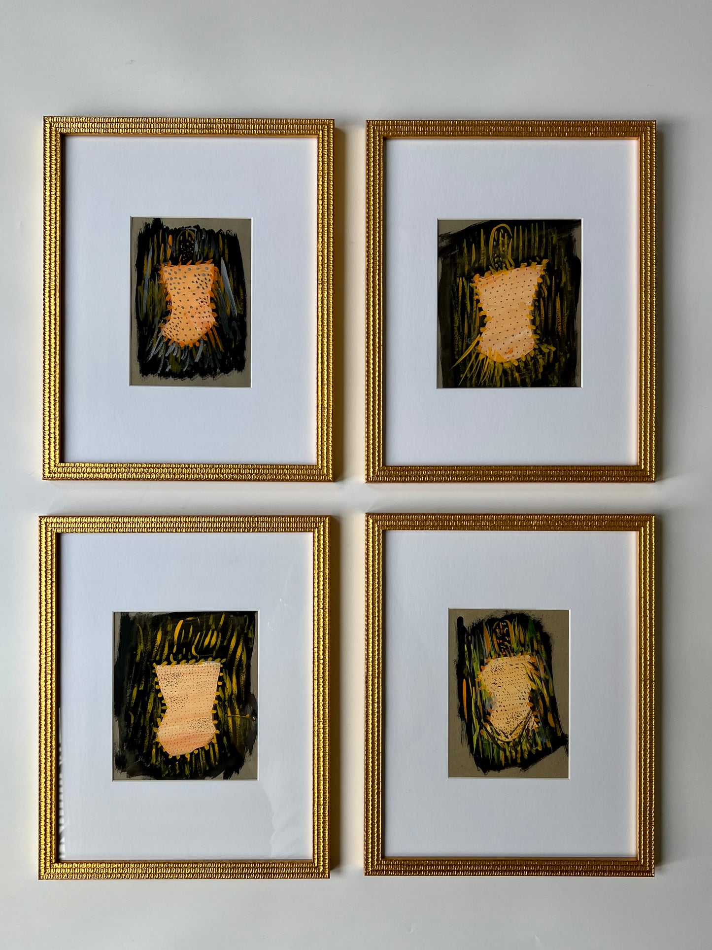 Vintage Abstract Female Nude Portrait Oil Painting #1 in Gold Frame