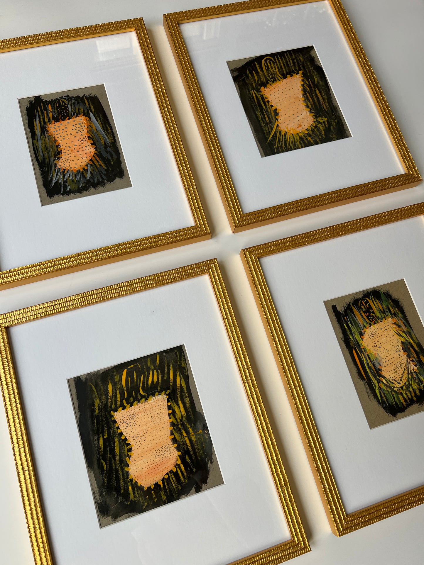 Vintage Abstract Female Nude Portrait Oil Painting #1 in Gold Frame