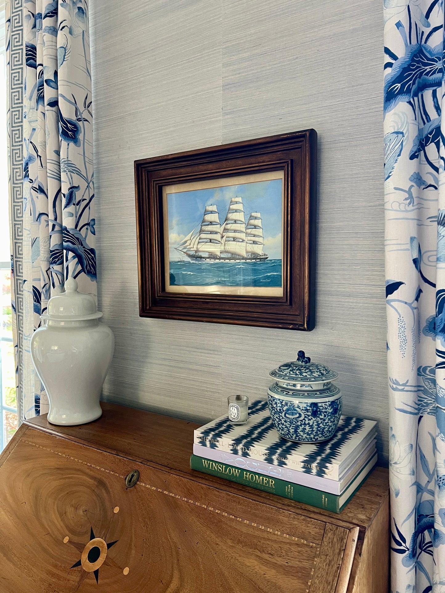 Pelham Jones City of Madras Ship Portrait Painting in Wood Frame