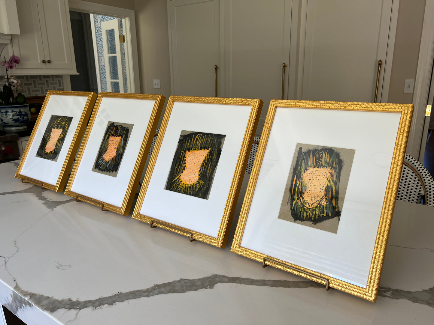 Vintage Abstract Female Nude Portrait Oil Painting #1 in Gold Frame