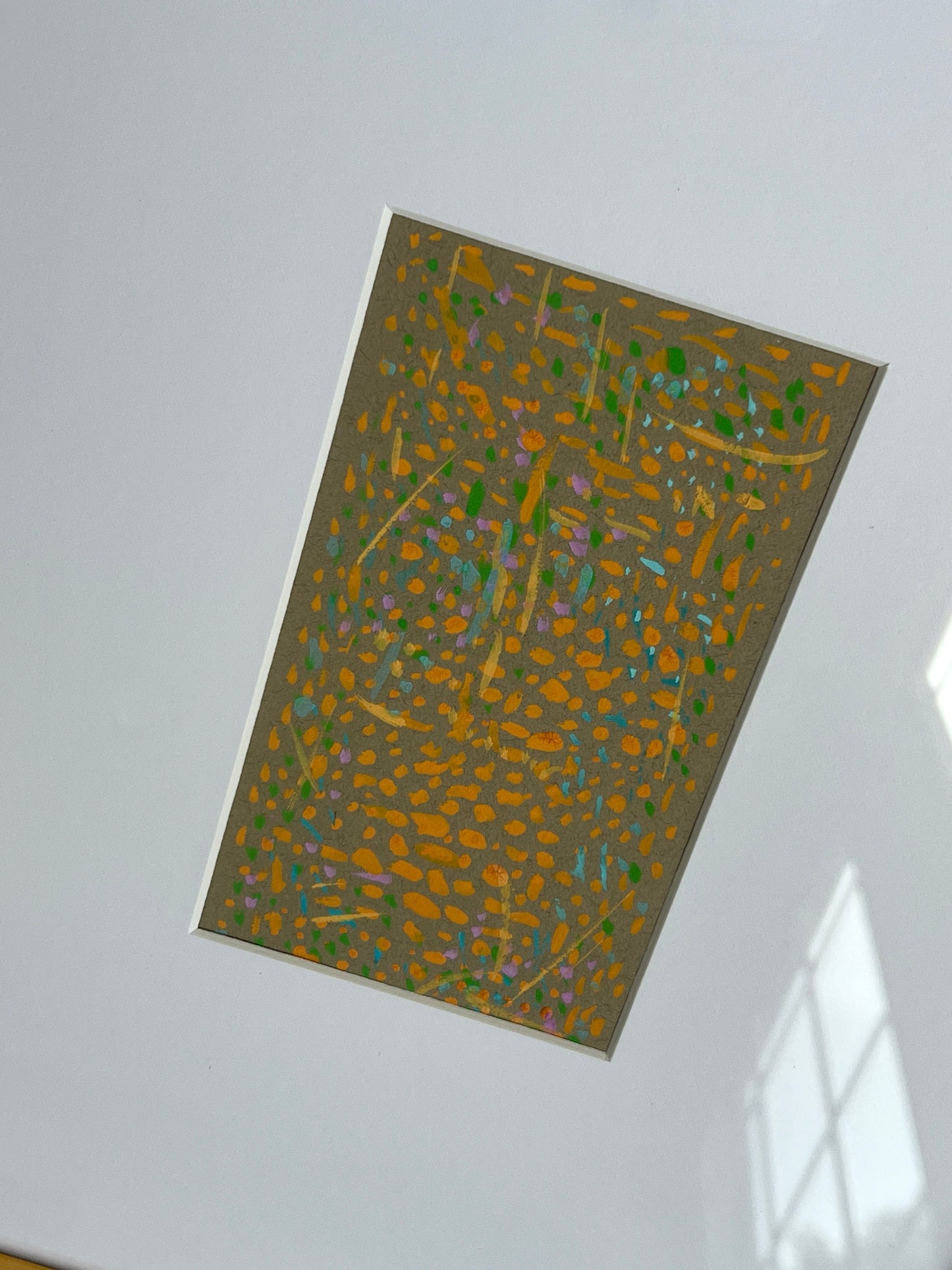 Vintage Geometric Abstract Colorful Oil Painting #2 in Gold Frame