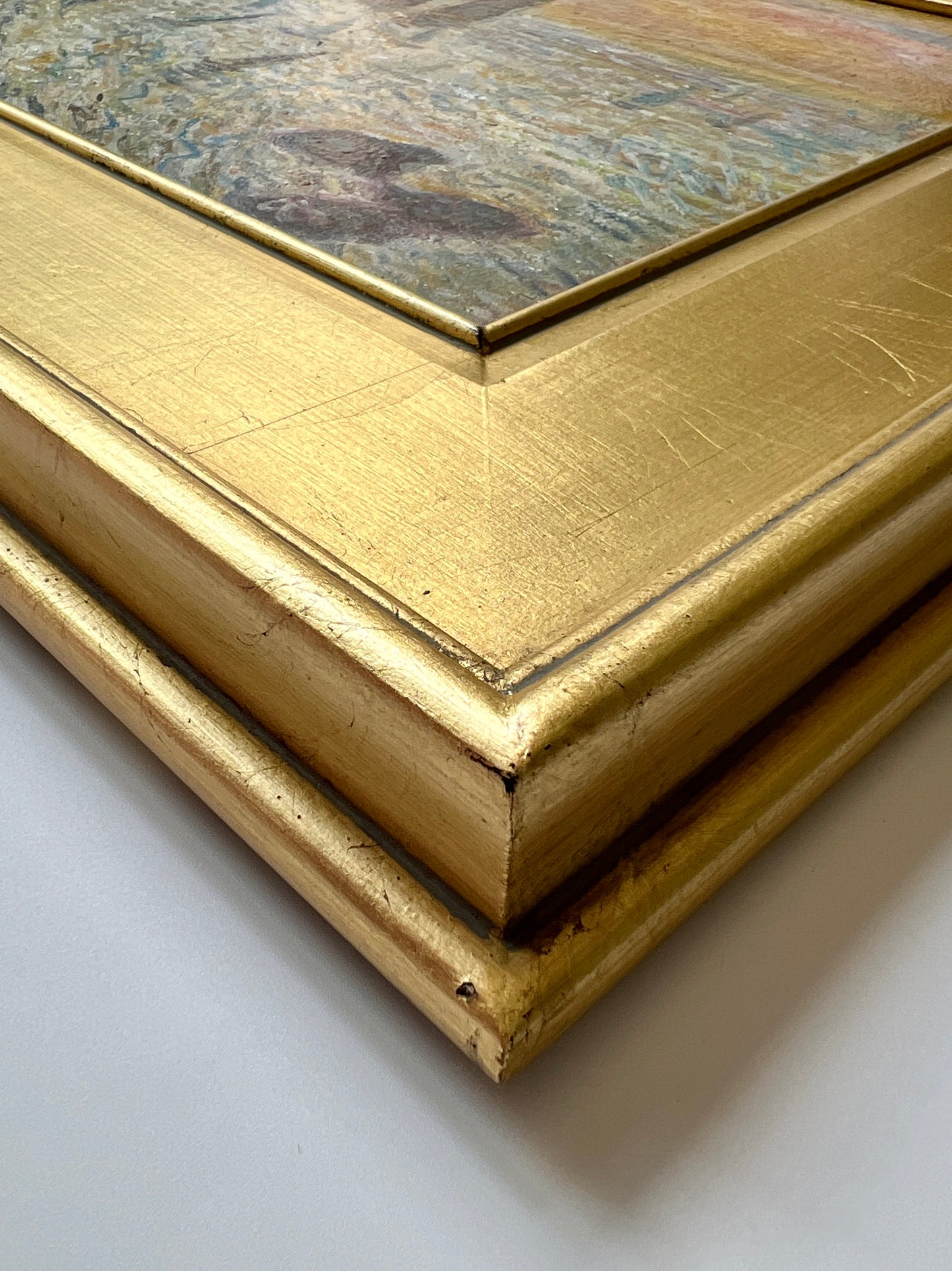 Vintage Regatta at the White Cliffs of Etretat Normandy, France Oil Painting in Gold Frame