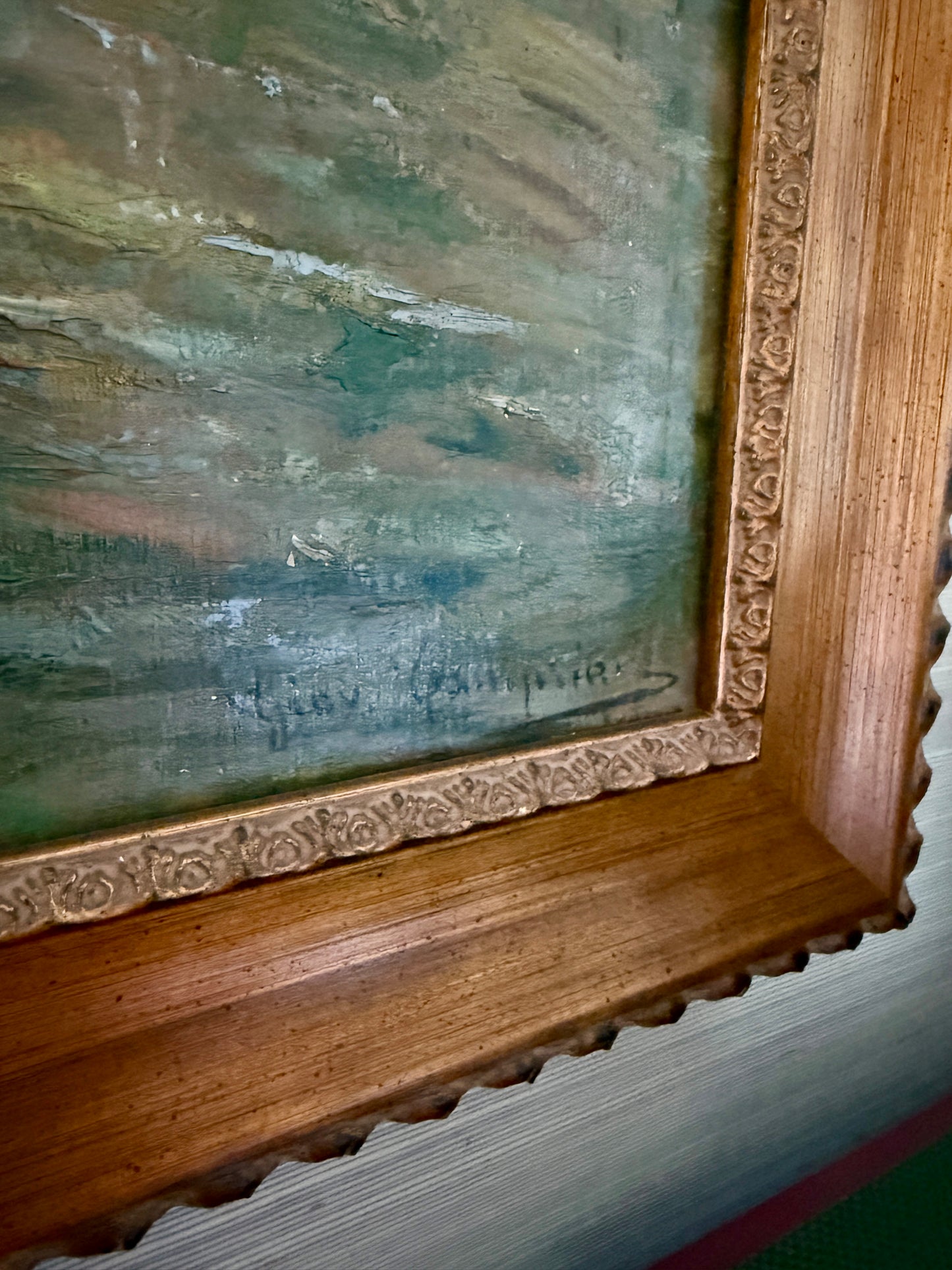 Early 20th Century Venetian Canal Venice Italy Oil Painting in Gold Frame