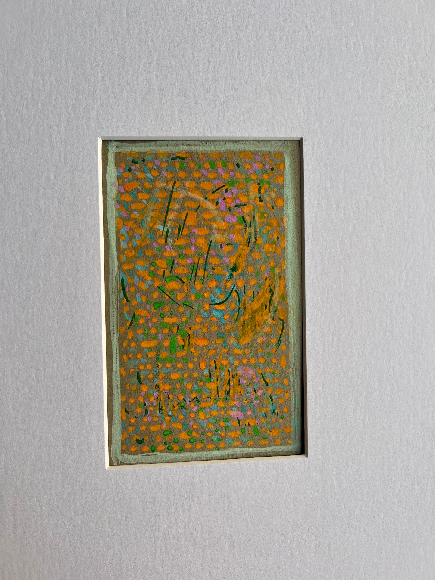 Vintage Geometric Abstract Colorful Oil Painting #7 in Gold Frame